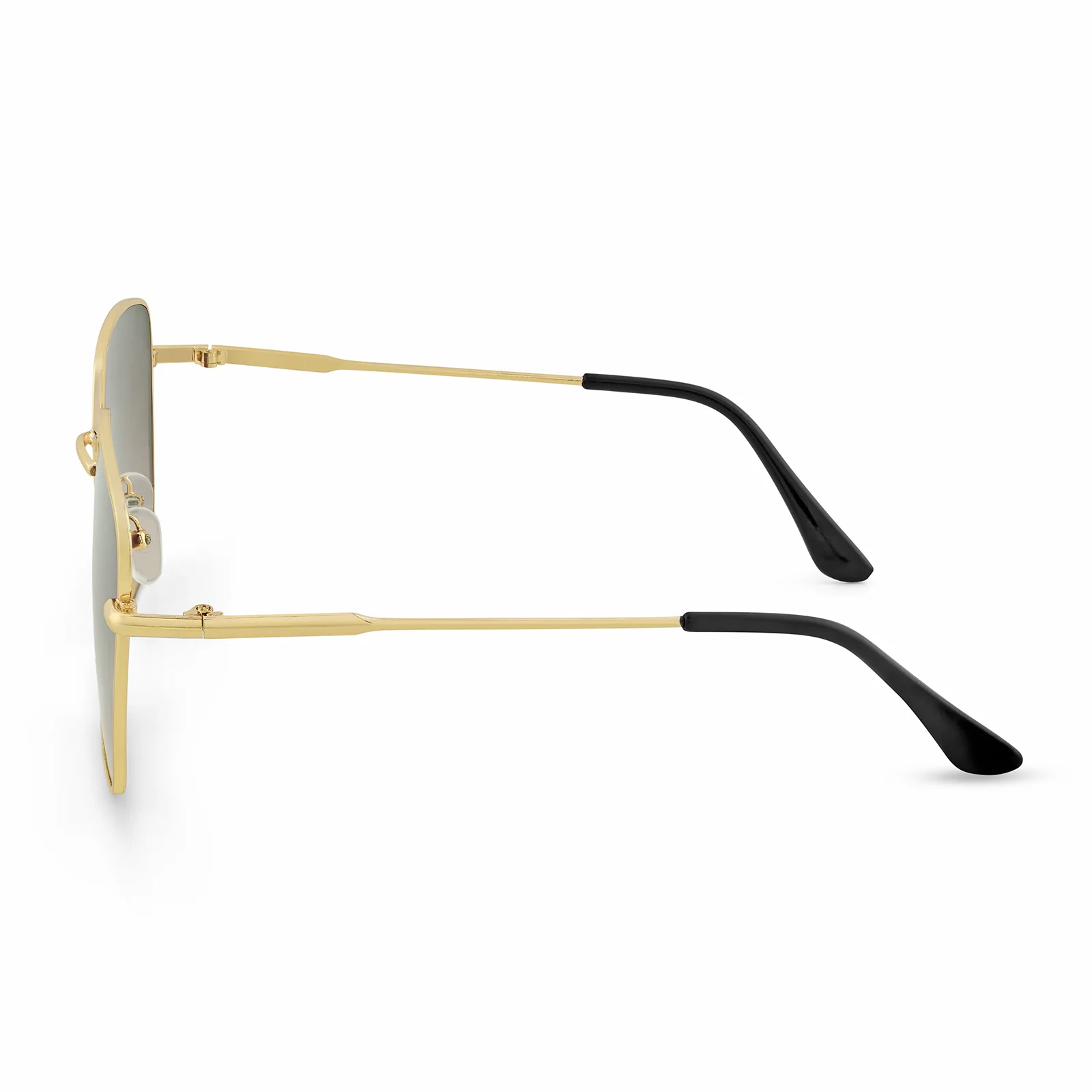 Luxe Gold Frame Square Sunglasses With Grey-Beige Ombre Lenses - Image 5