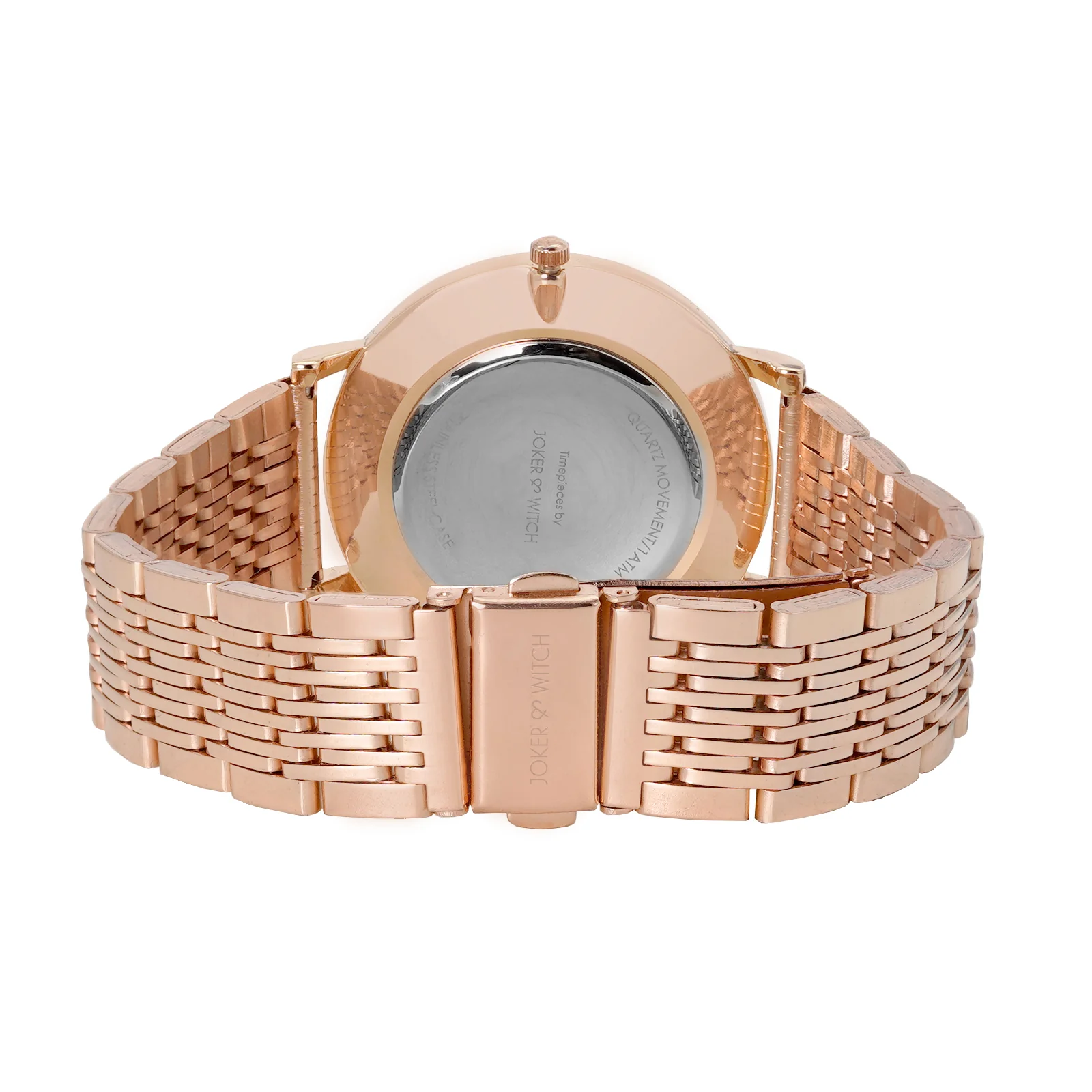 Signature Black Large Dial Rose Gold Linked Chain Strap Women's Watch - Image 5