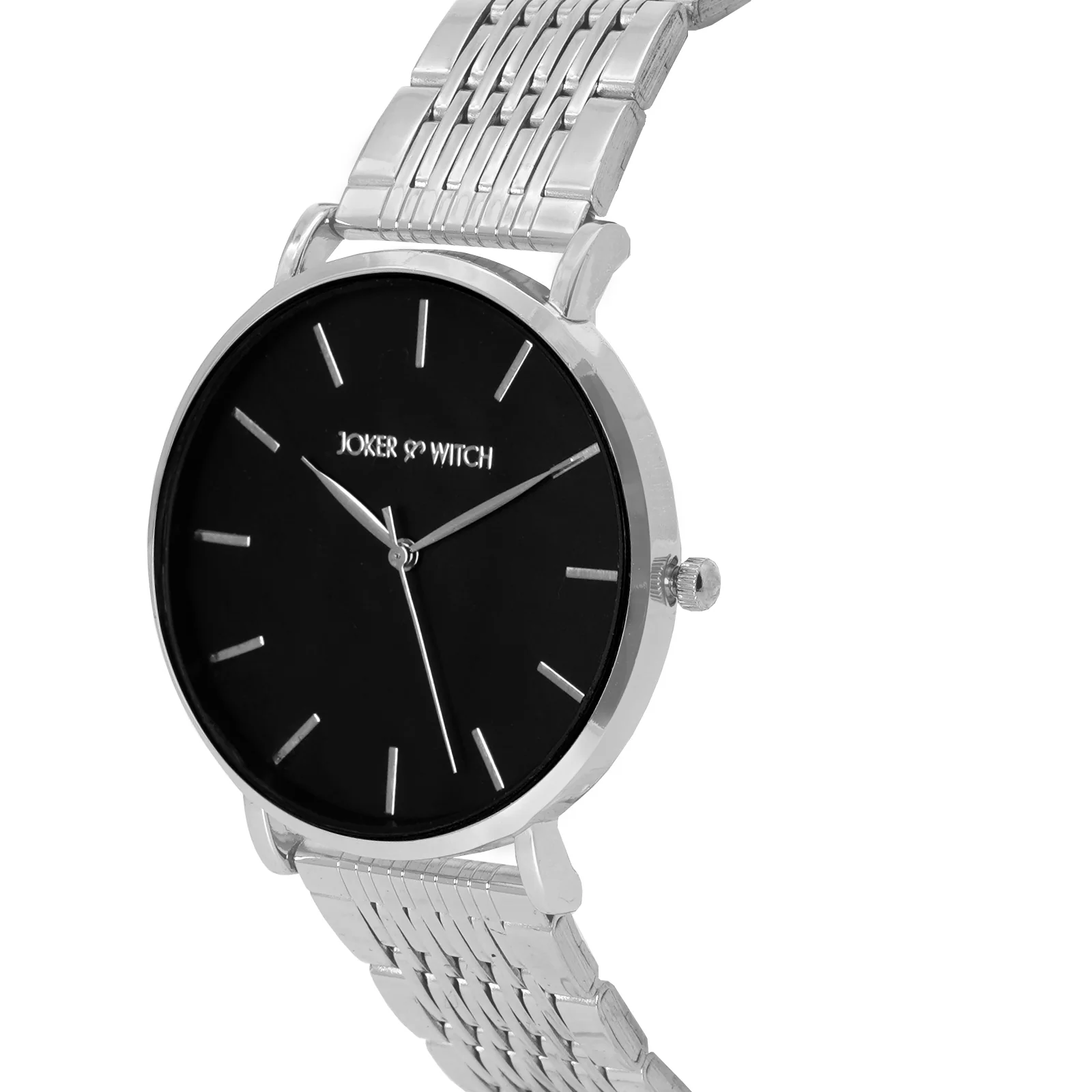 Signature Black Large Dial Silver Linked Chain Strap Women's Watch - Image 3