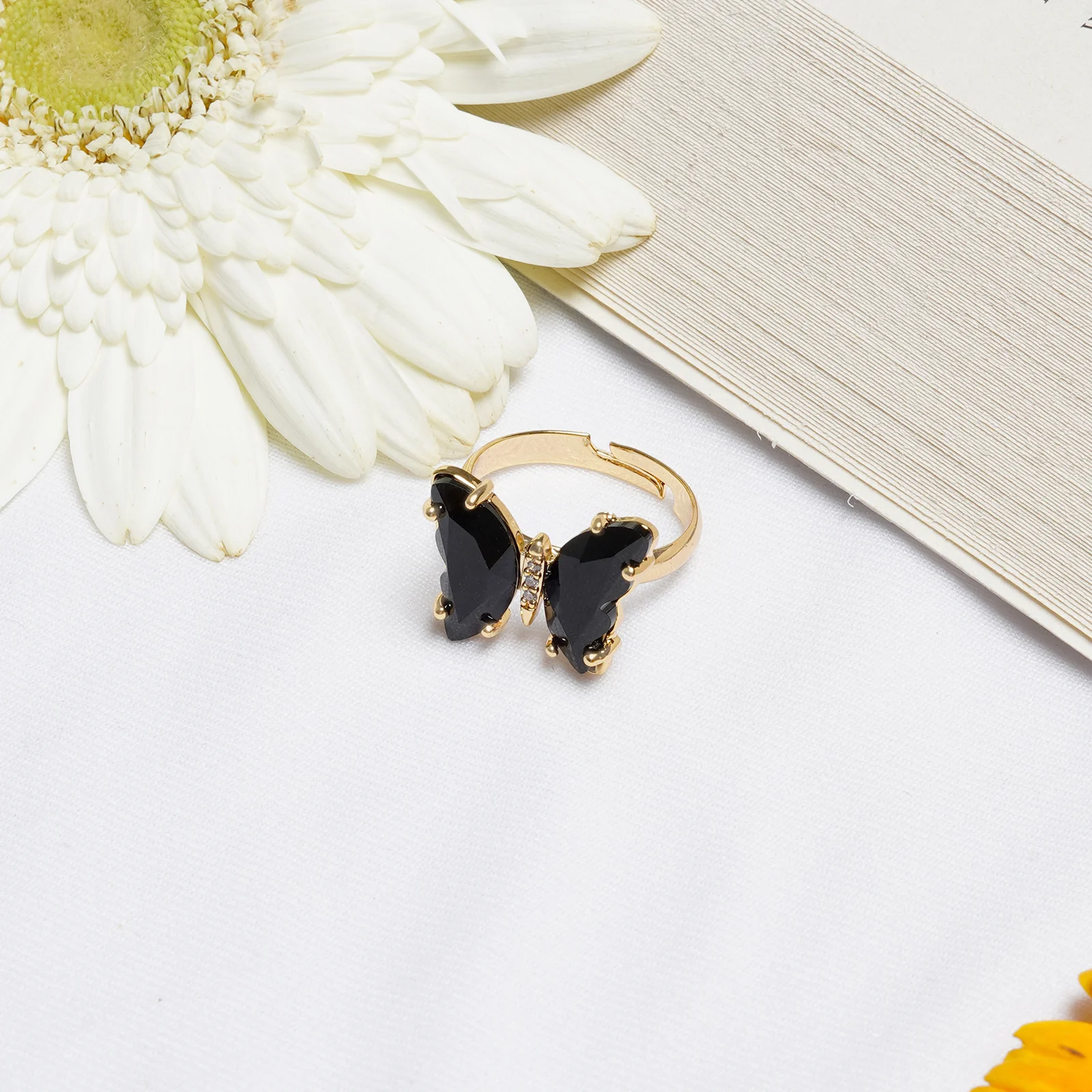 Mabel Butterfly Big Black Stone Ring - Image 2