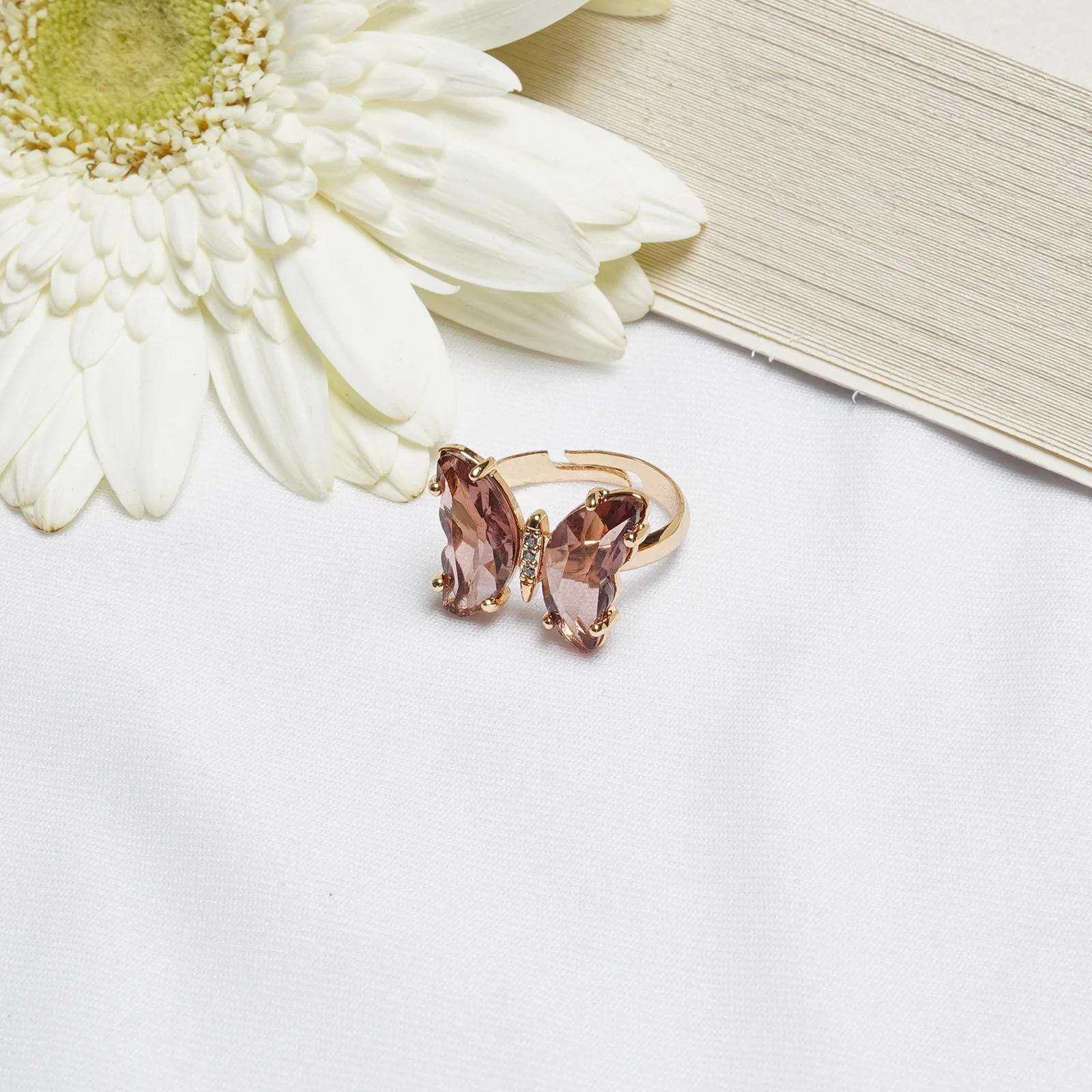 Mabel Butterfly Big Brown Stone Ring - Image 2