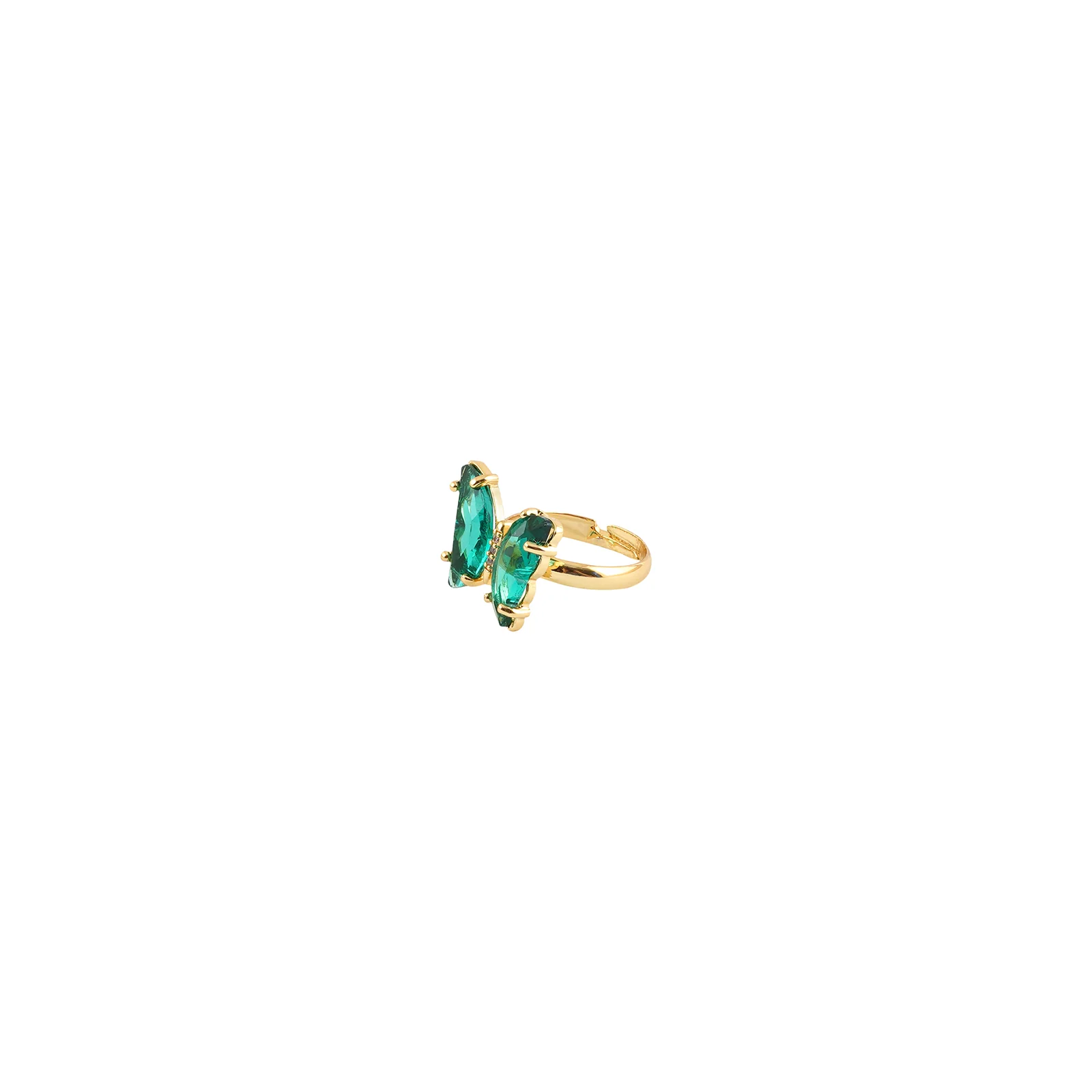 Mabel Butterfly Big Green Stone Ring - Image 4