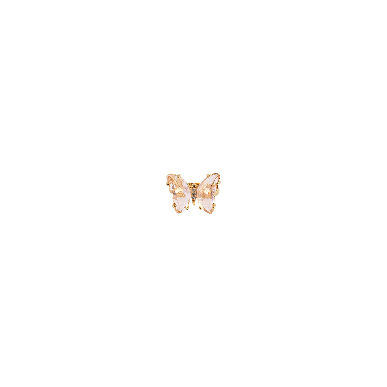 Mabel Butterfly Big Pink Stone Ring - Image 3