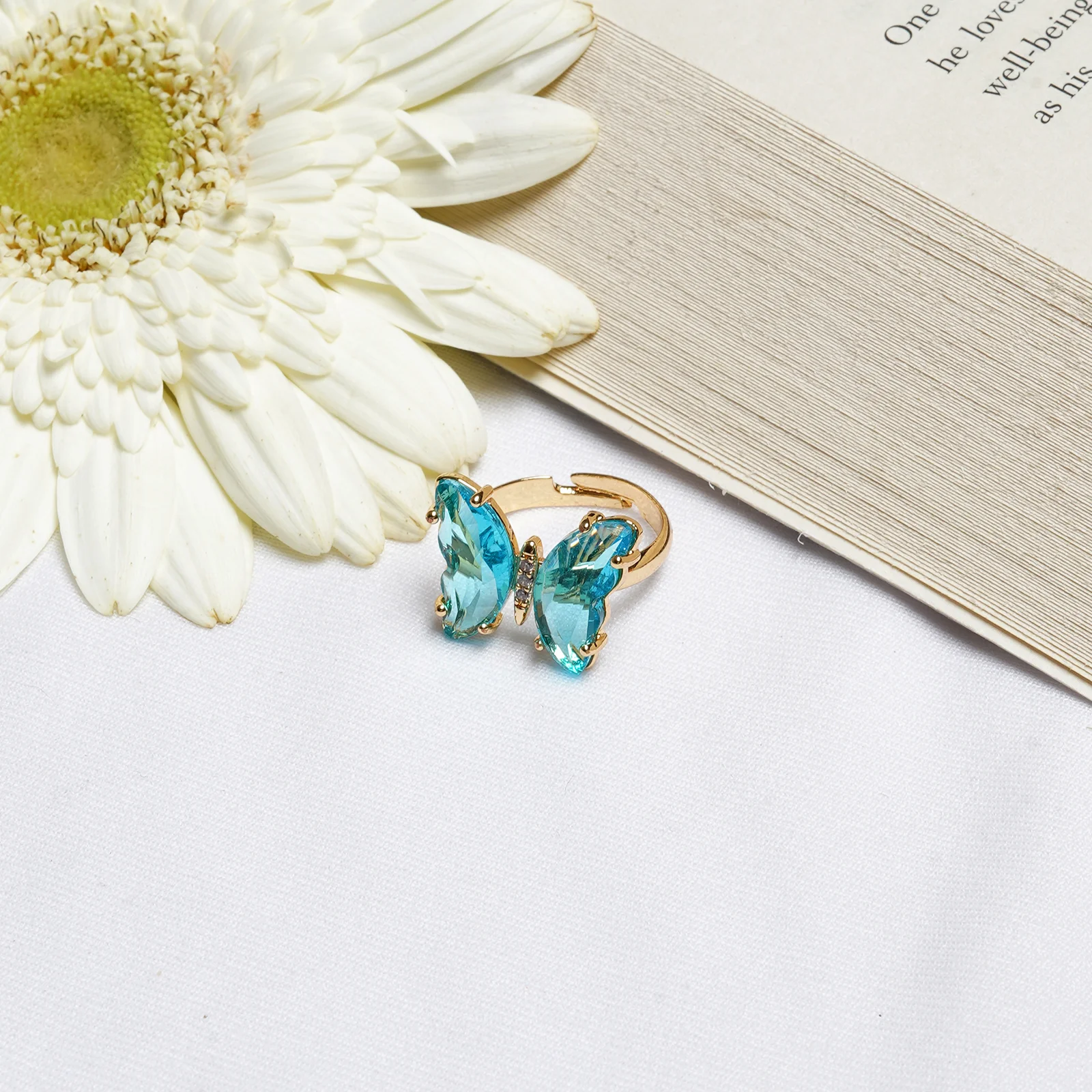 Mabel Butterfly Big Sky Blue Stone Ring - Image 2