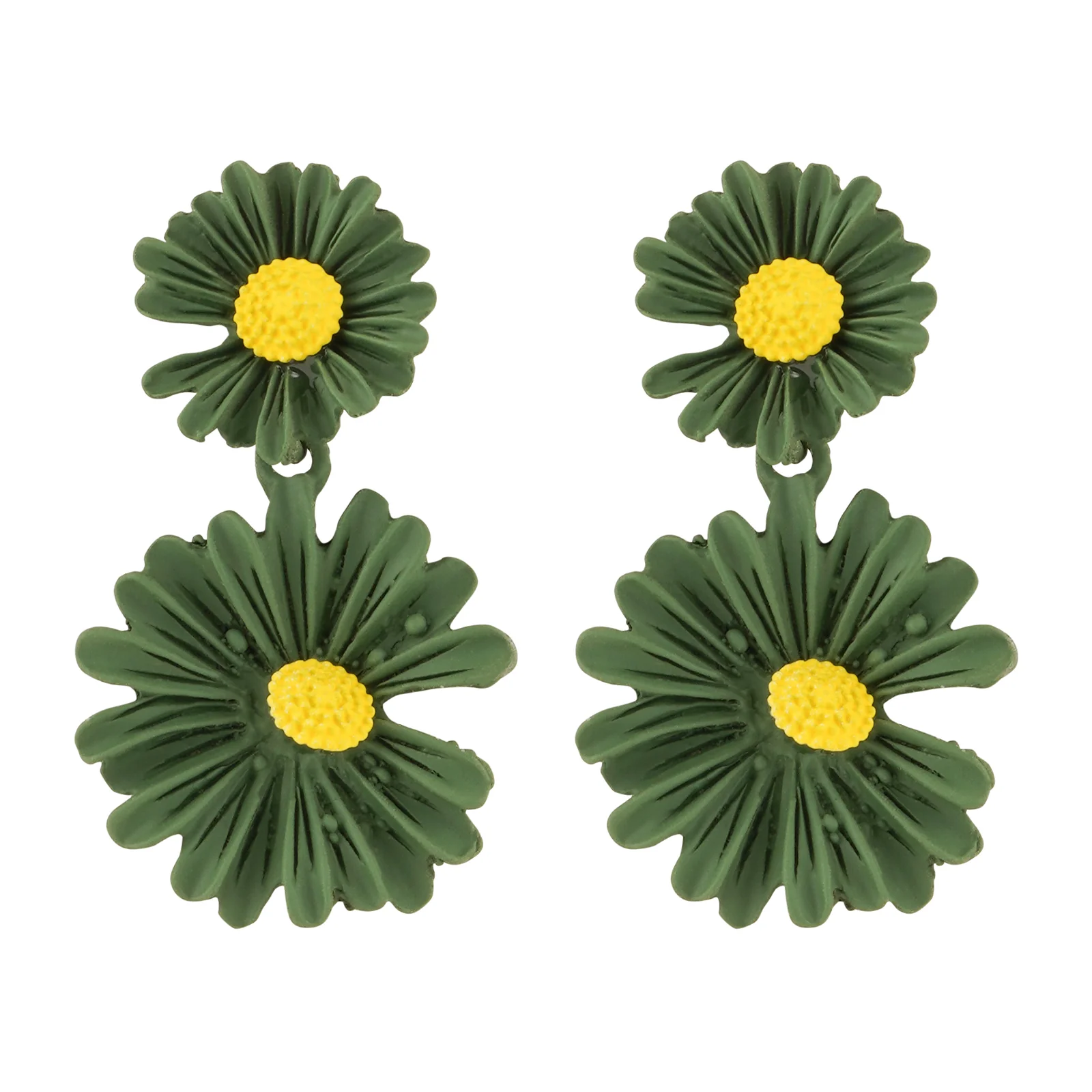 Maci Green Petal Floral Earrings - Image 3