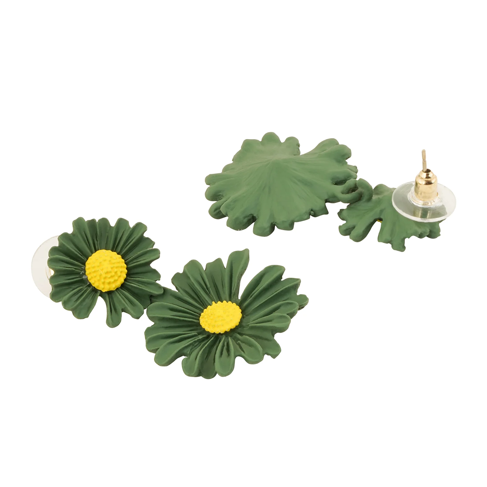 Maci Green Petal Floral Earrings - Image 5