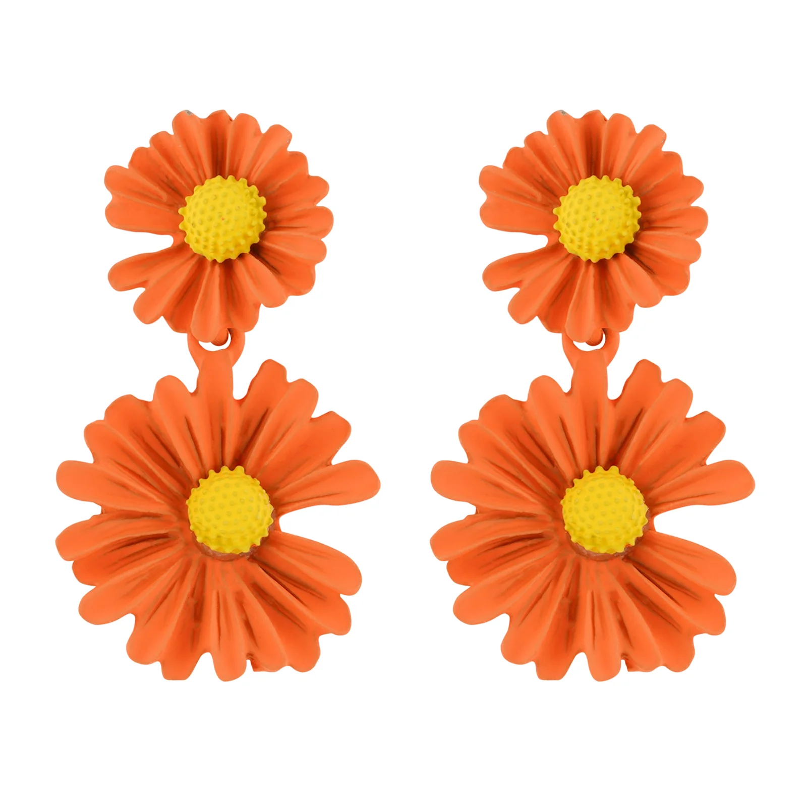 Maci Orange Petal Floral Earring - Image 3
