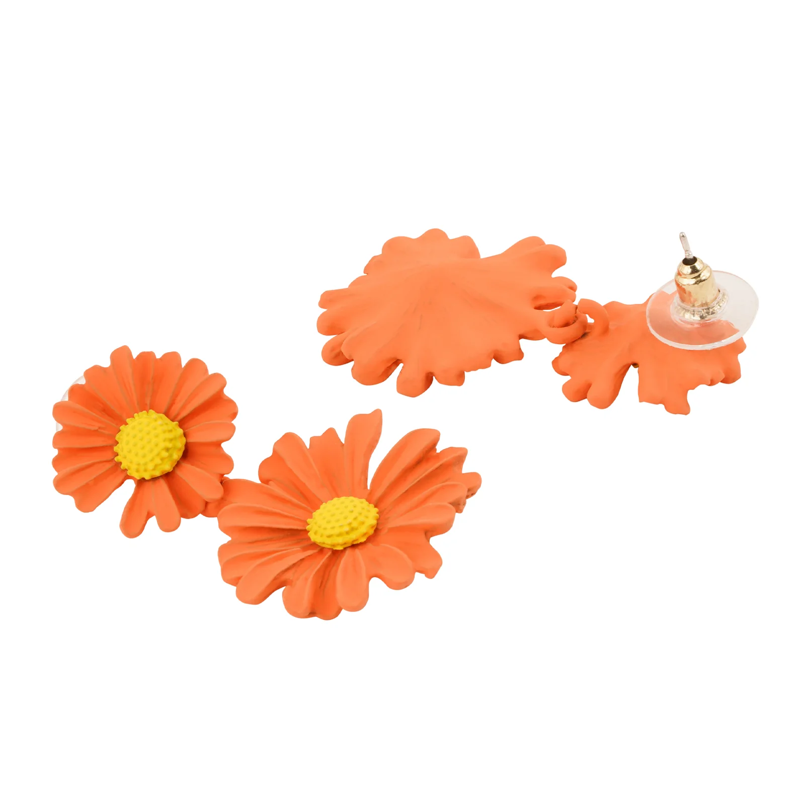 Maci Orange Petal Floral Earring - Image 5