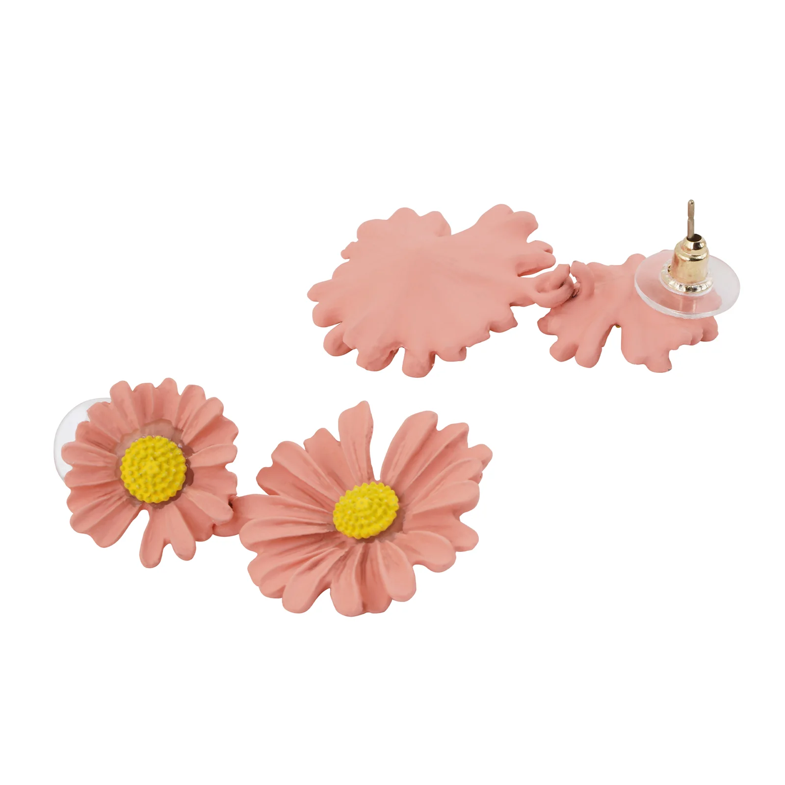 Maci Peach Petal Floral Earring - Image 5