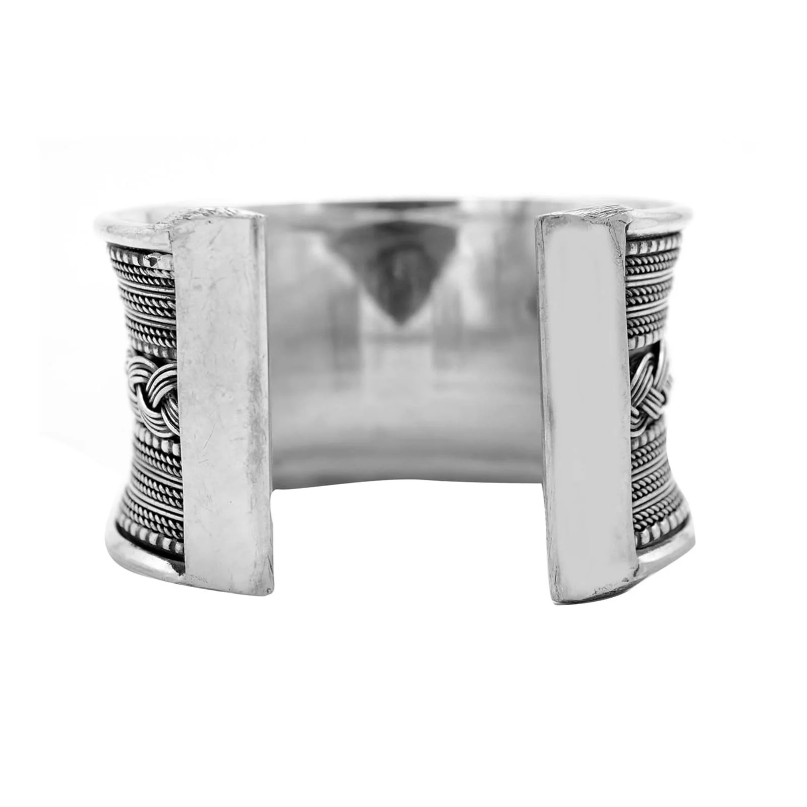 Madhu Braided Embossed Silver Oxidized Cuff - Image 6