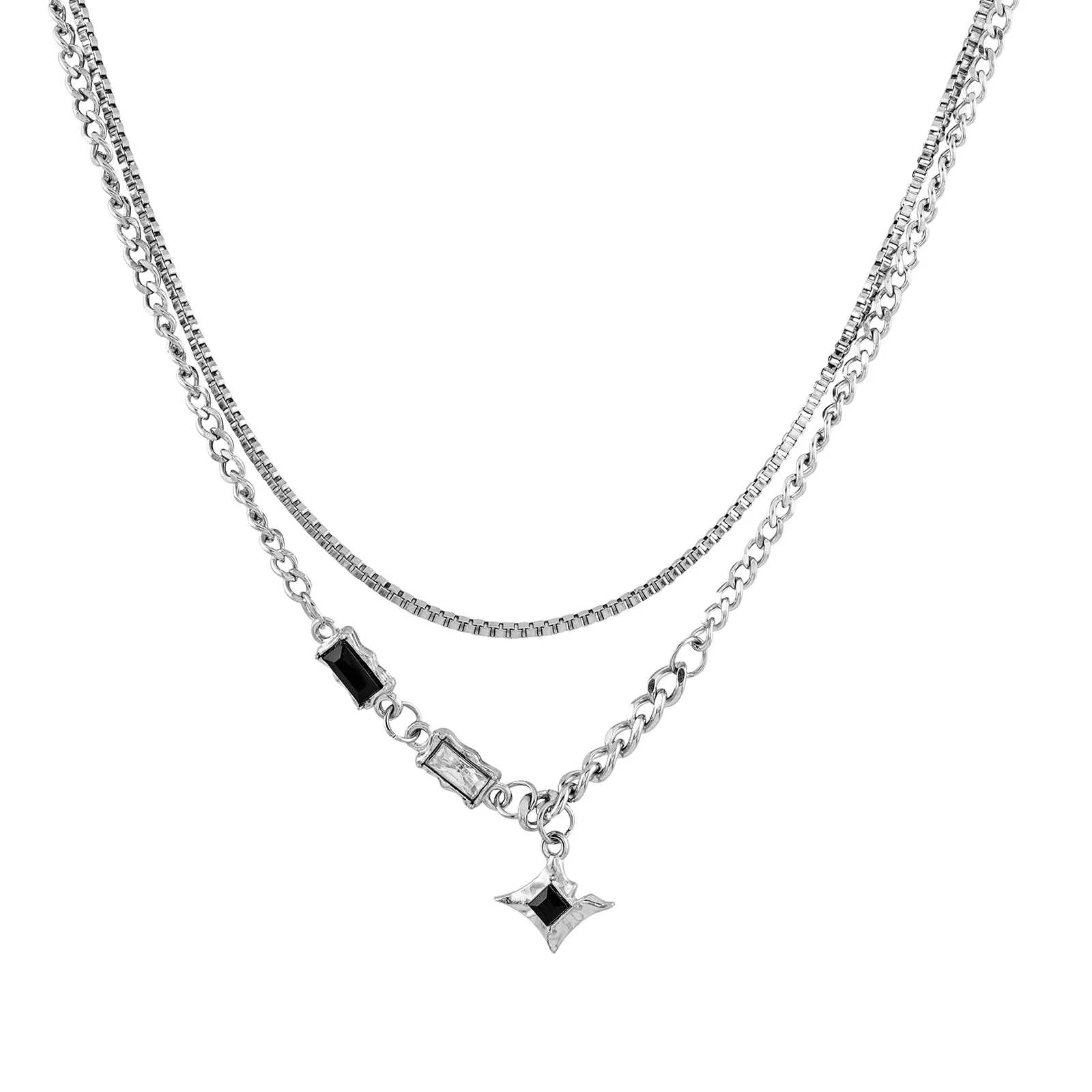 Madmax Men Silver Layered Necklace - Image 3
