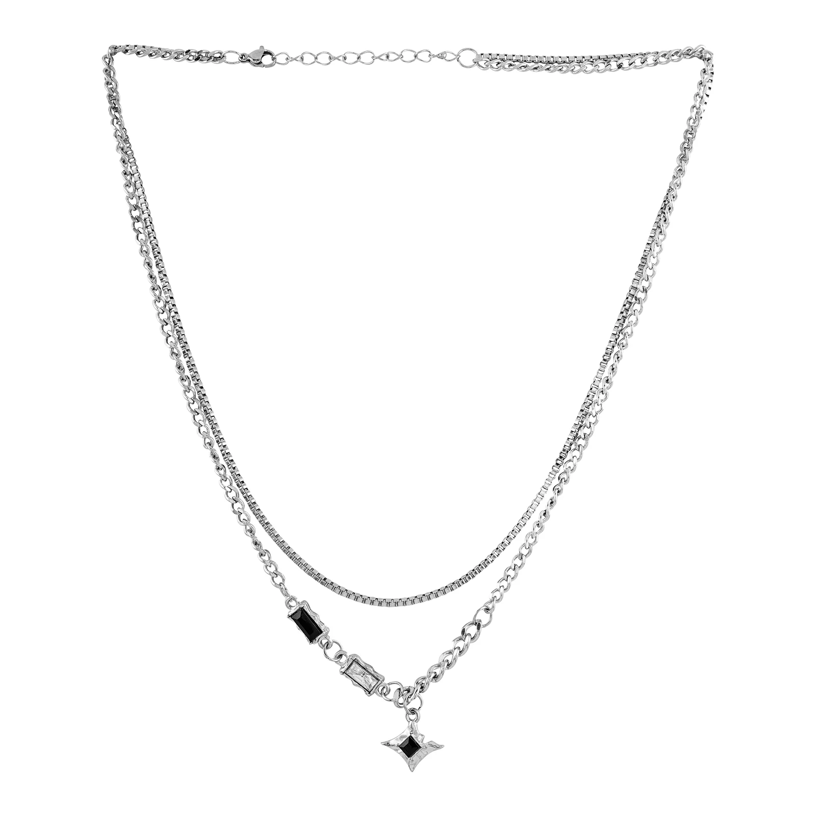 Madmax Men Silver Layered Necklace - Image 5