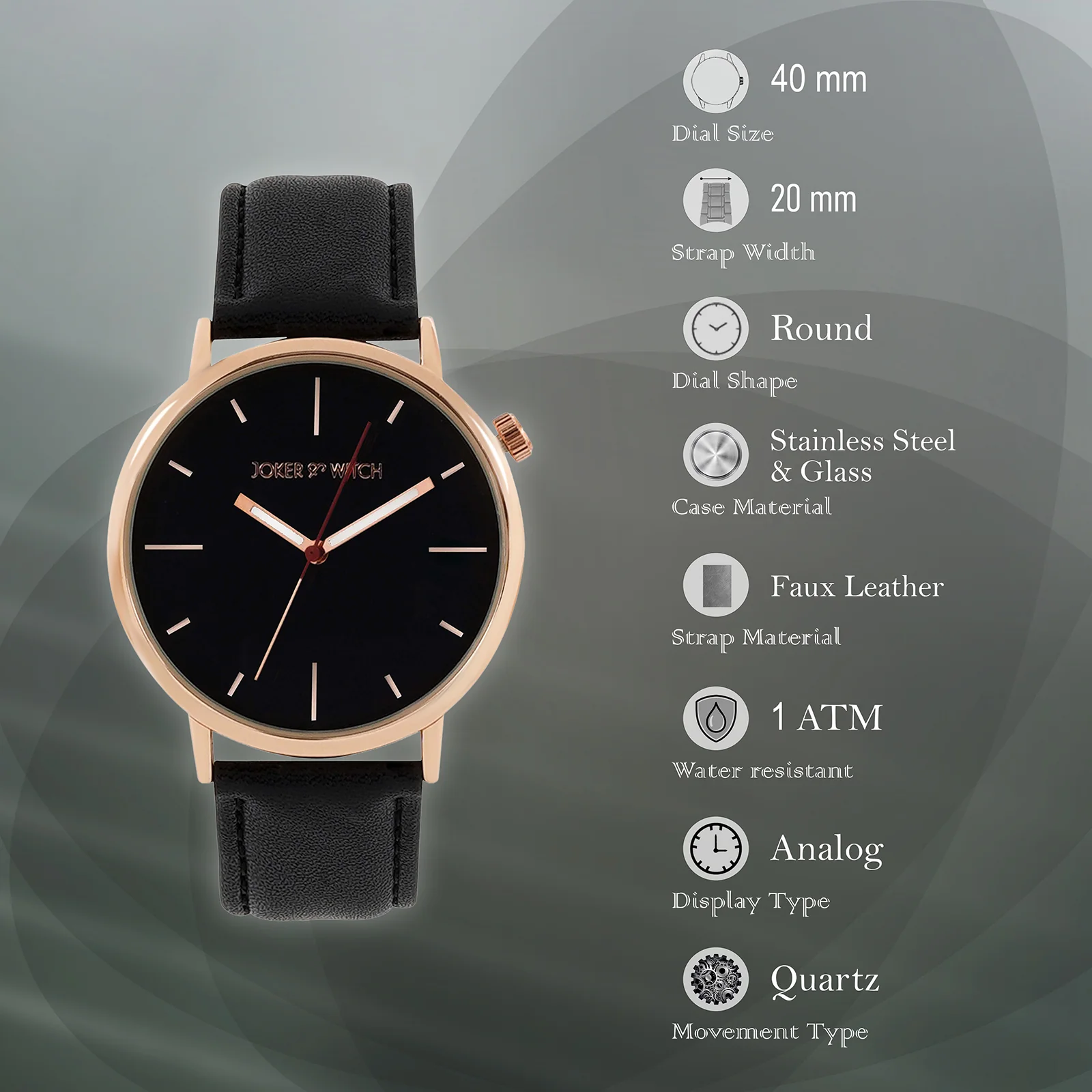 Manchester Black Large Dial PU Strap Men's Watch - Image 7