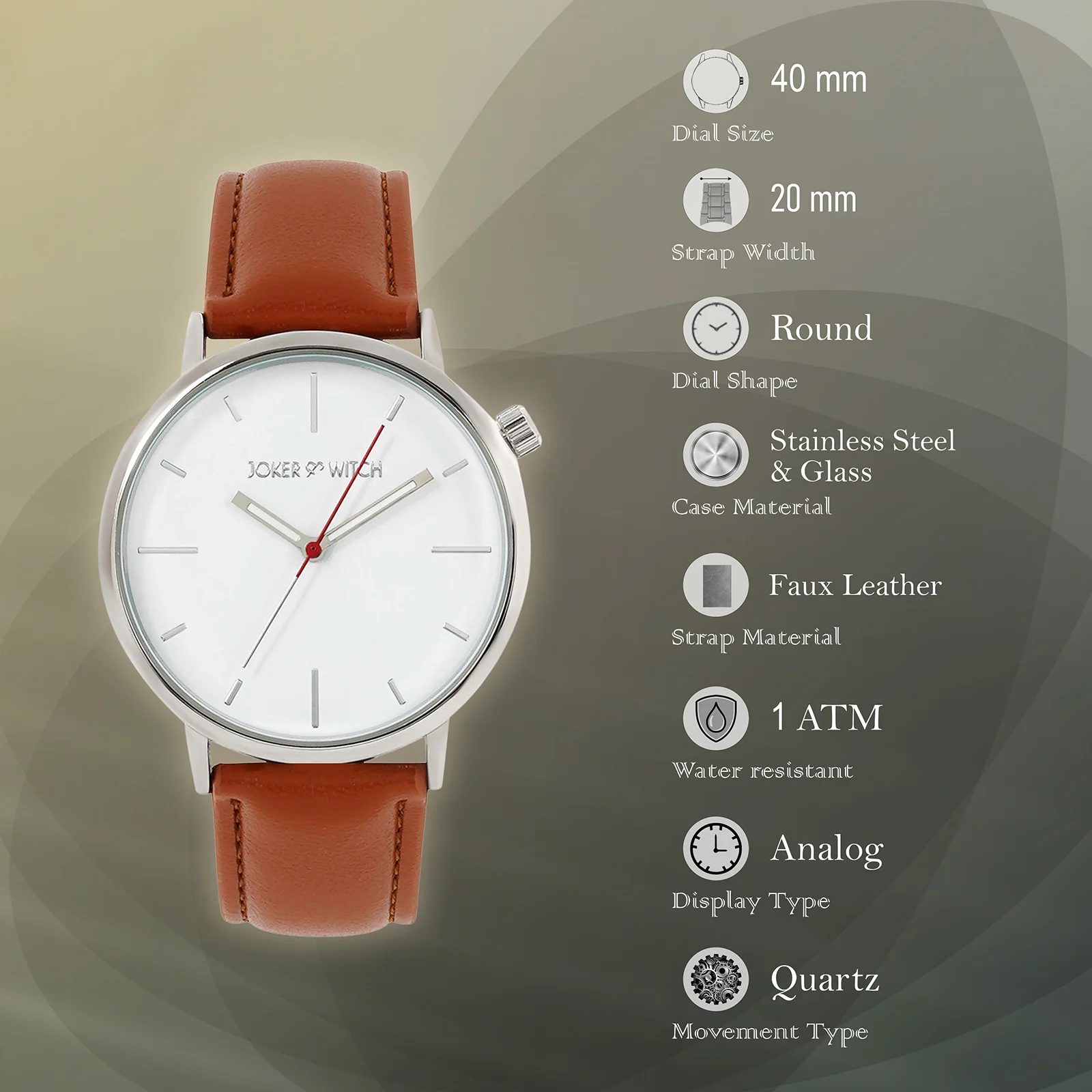 Manchester White Large Dial Brown PU Strap Men's Watch - Image 7