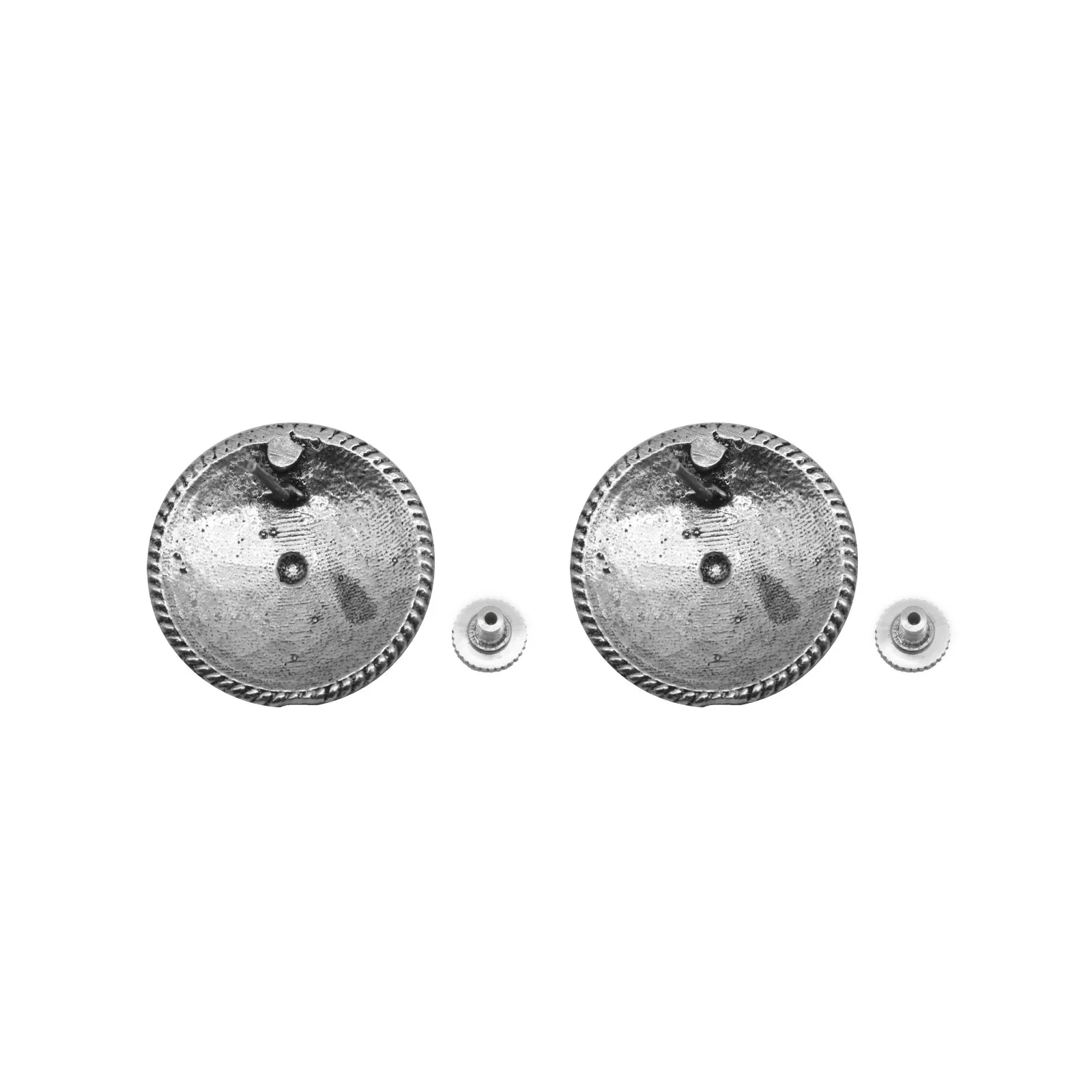 Mansa Circular Silver Oxidized Studs Earrings - Image 5