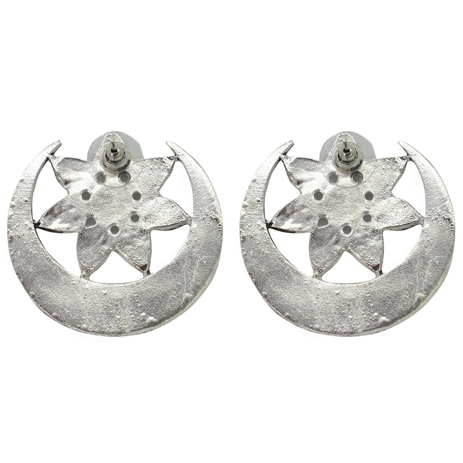 Manth Silver Oxidized Mirror Earrings - Image 6