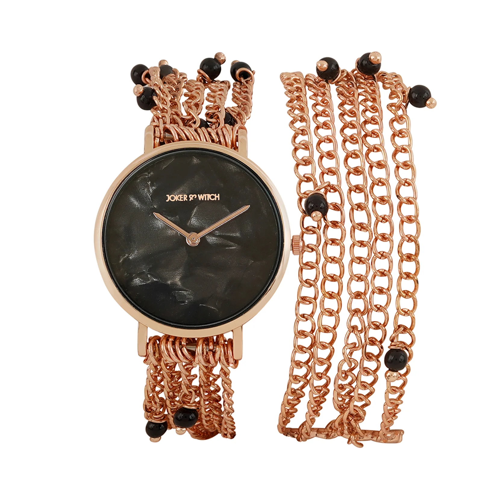 Margetti Black MOP Medium Dial Rose Gold Pearl Wrap Around Strap Women's Watch - Image 4