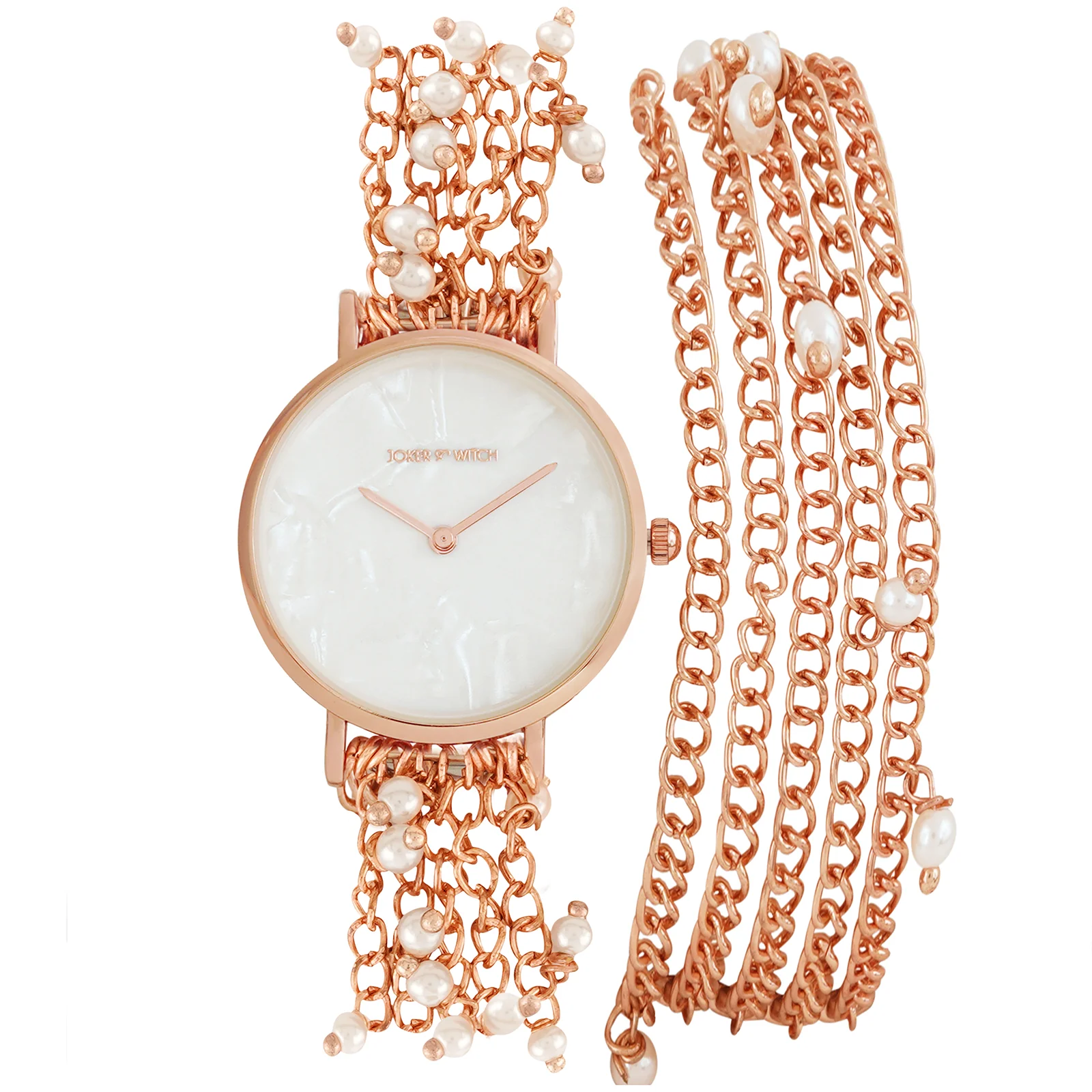 Margetti White MOP Medium Dial Rose Gold Pearl wrap Around Strap Women's Watch - Image 4