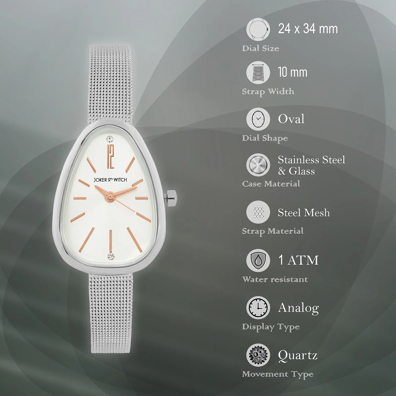 Maris White Small Oval Dial Silver Mesh Strap Women's Watch - Image 7