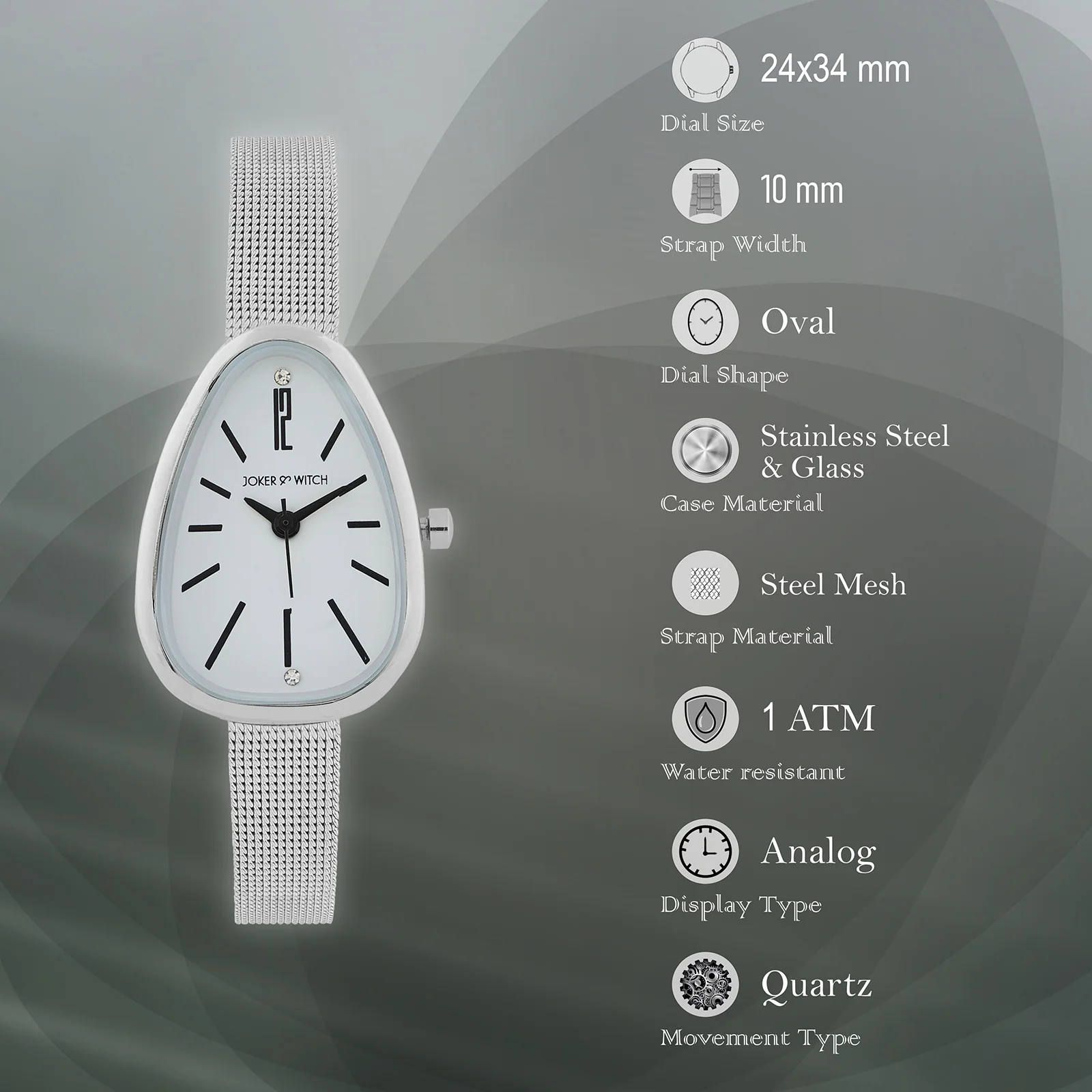 Maris Small Oval Dial Silver Mesh Strap Women's Watch - Image 7