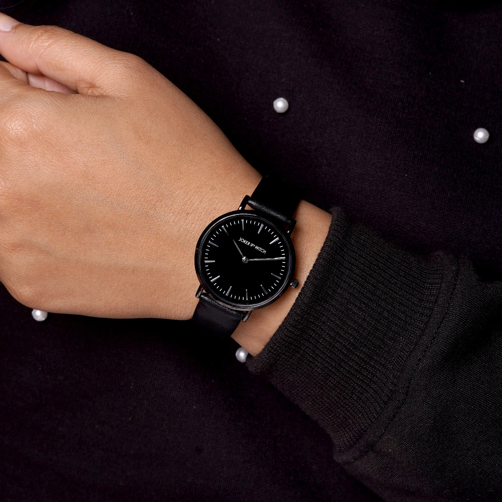 Ines Silver Black Medium Dial PU Strap Women's Watch - Image 2