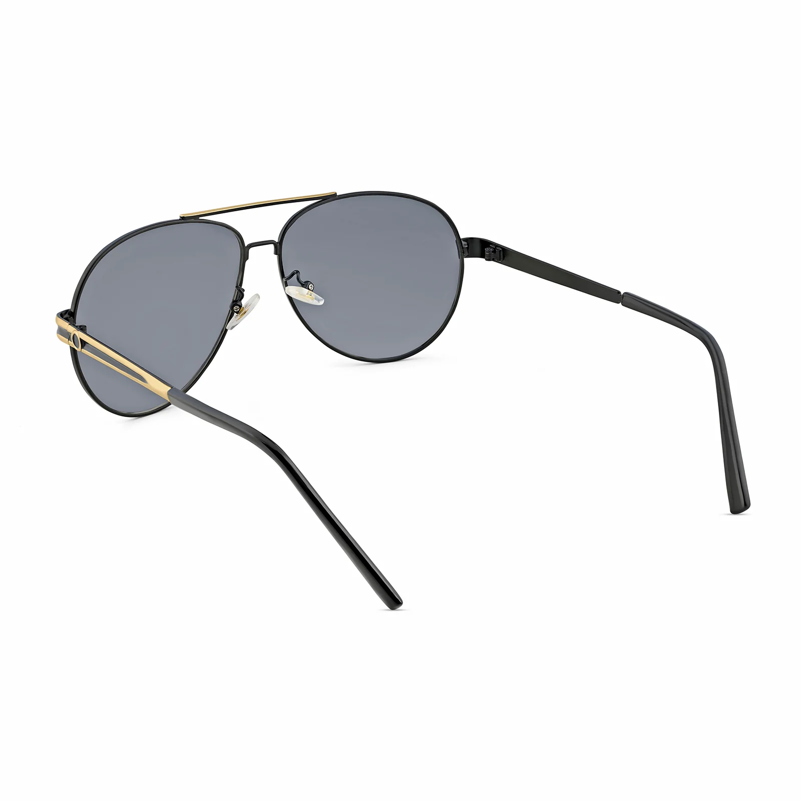Maven Aviators Grey Lens and Black Frame Sunglasses with Gold Accents - Image 3