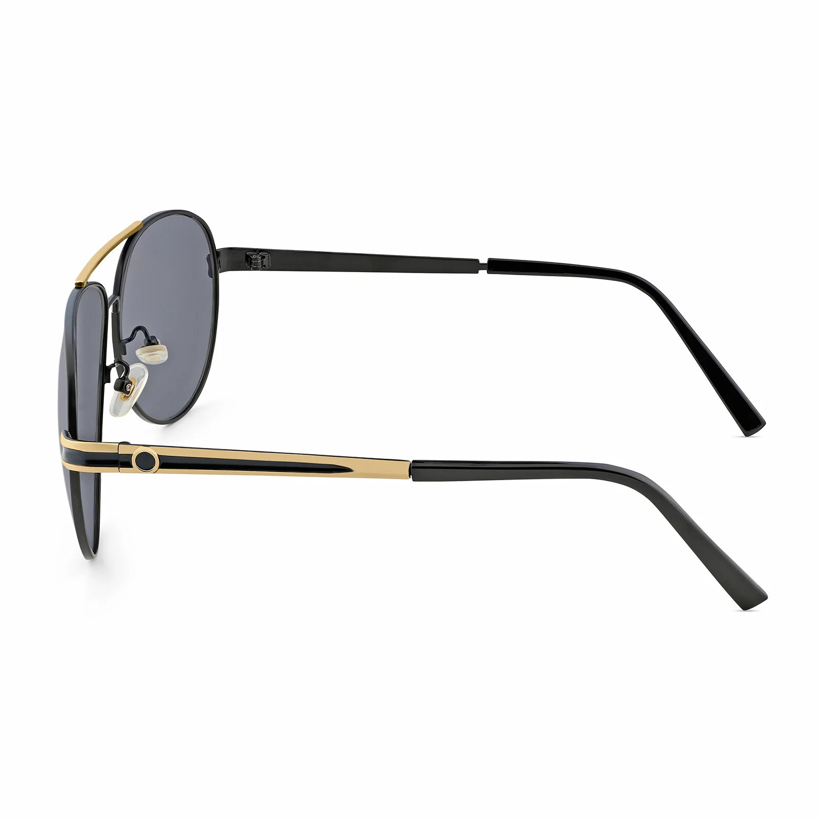 Maven Aviators Grey Lens and Black Frame Sunglasses with Gold Accents - Image 6