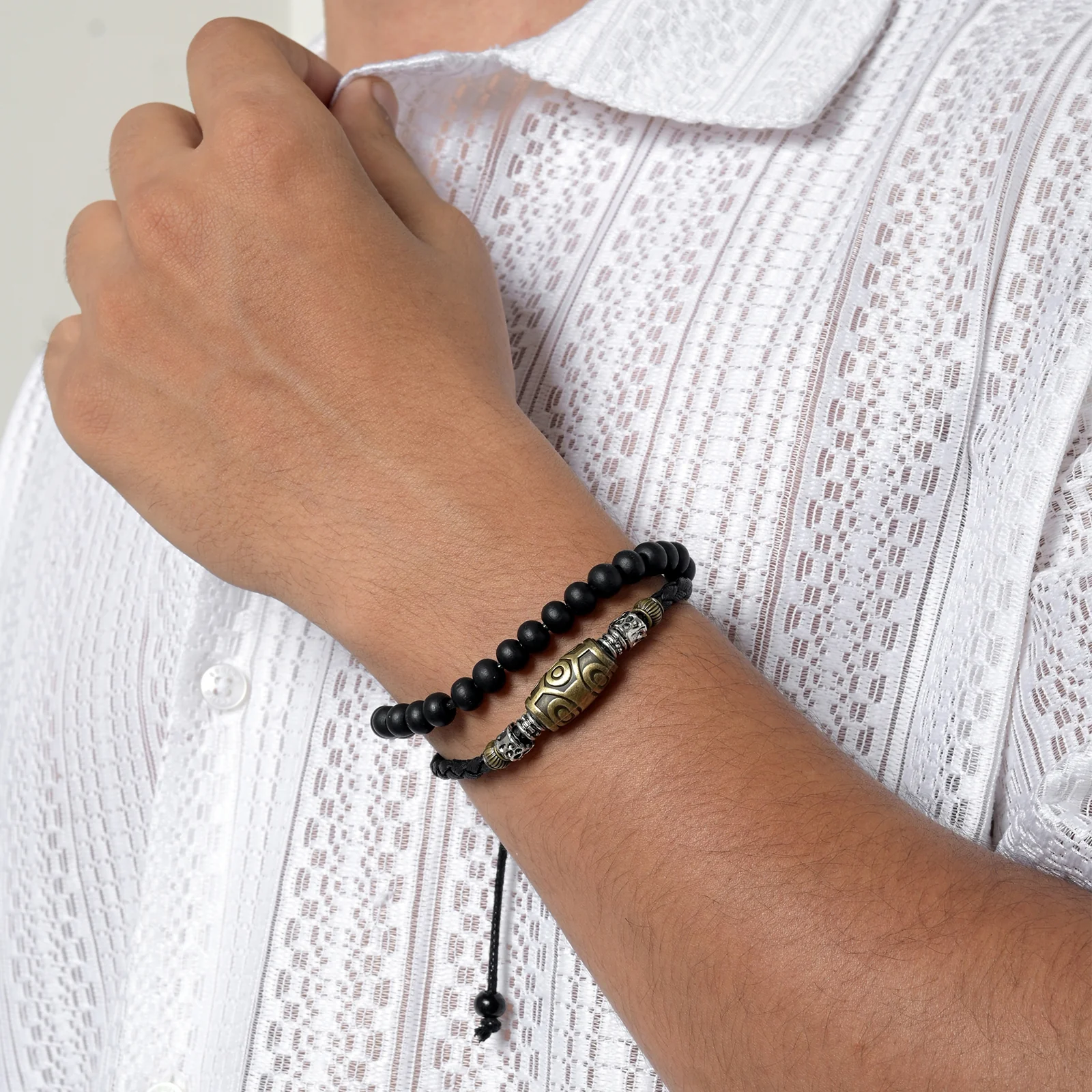 Maximus Men Beaded Black Bracelet - Image 2