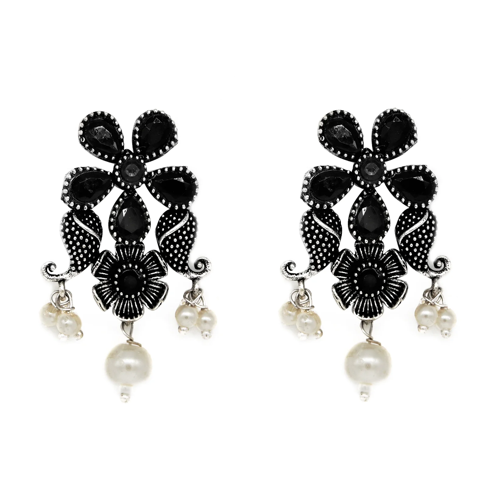 Maya  Black Silver Oxidized Jewelry Set - Image 4
