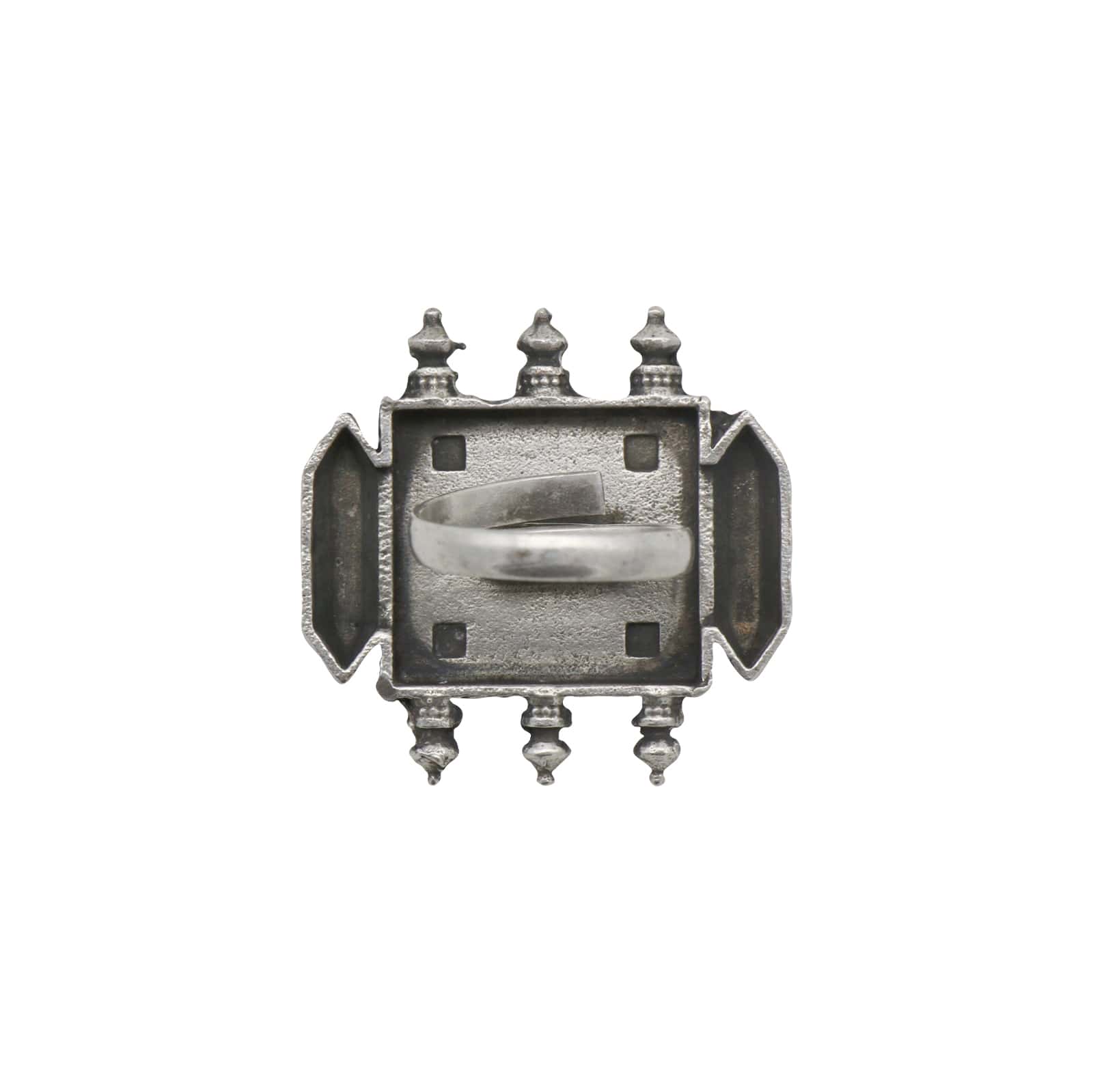 Meena White Enamel Silver Oxidized Ring - Image 7
