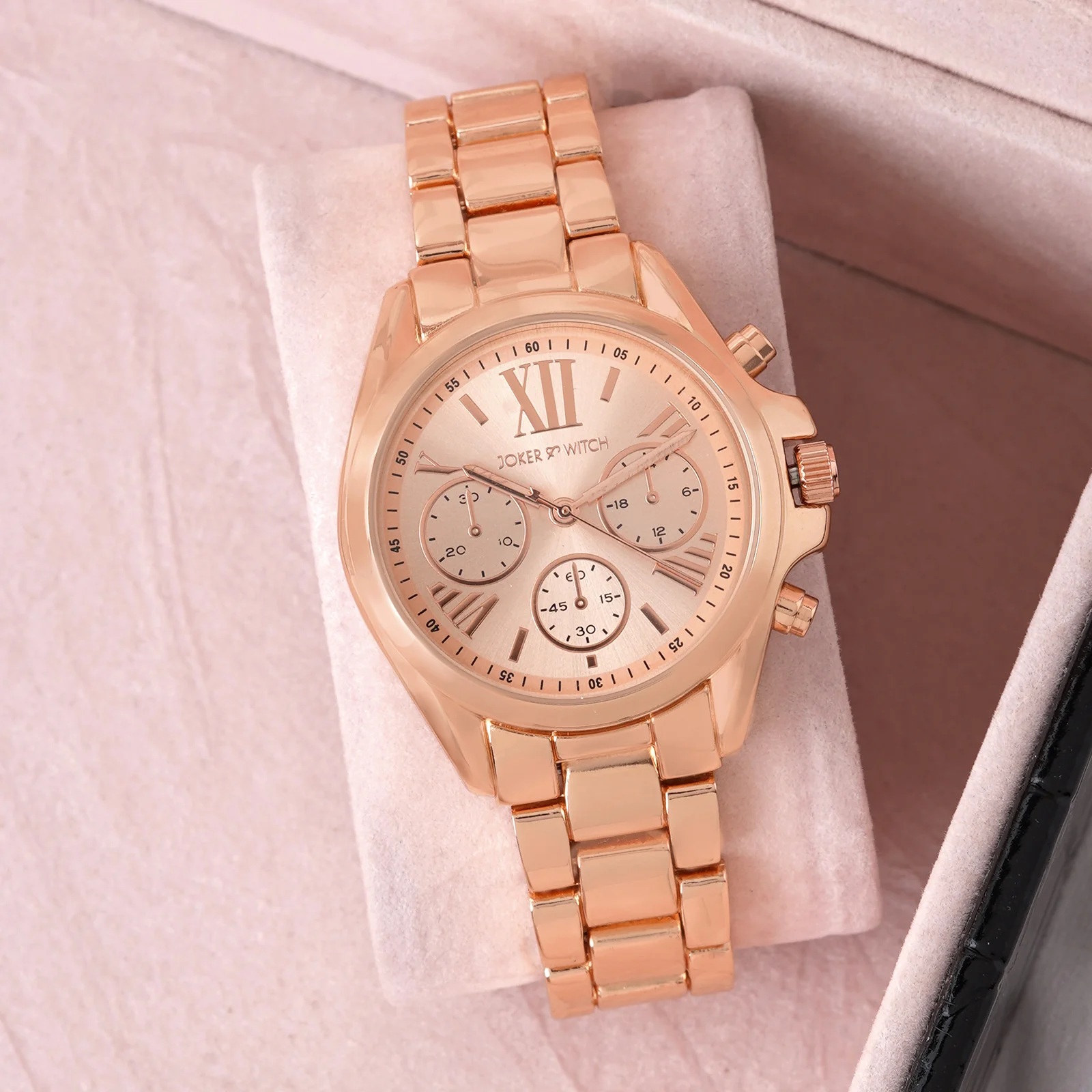 Meghan Rose Gold Large Dial Linked Chain Strap Women's Watch - Image 2