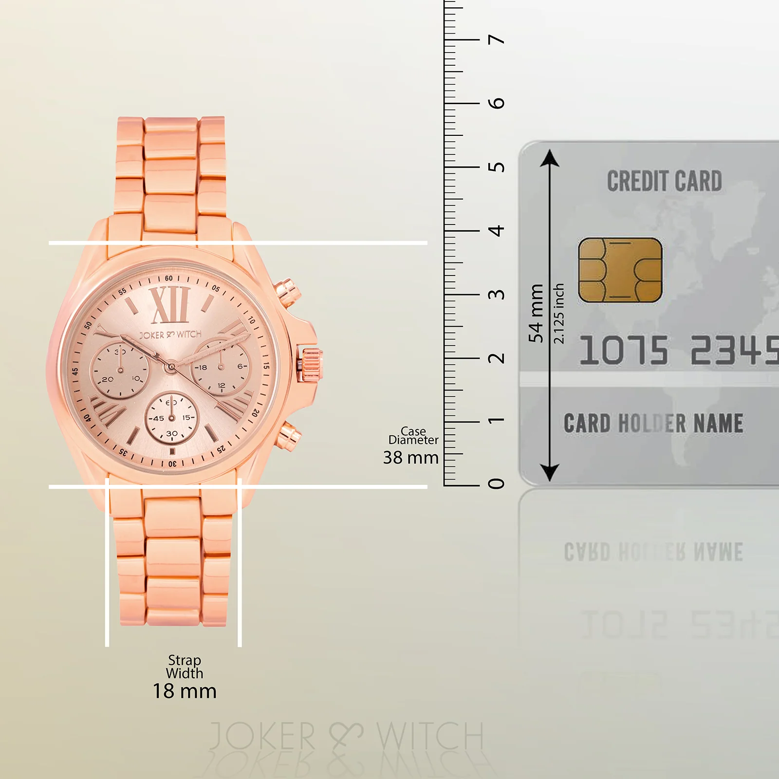 Meghan Rose Gold Large Dial Linked Chain Strap Women's Watch - Image 8