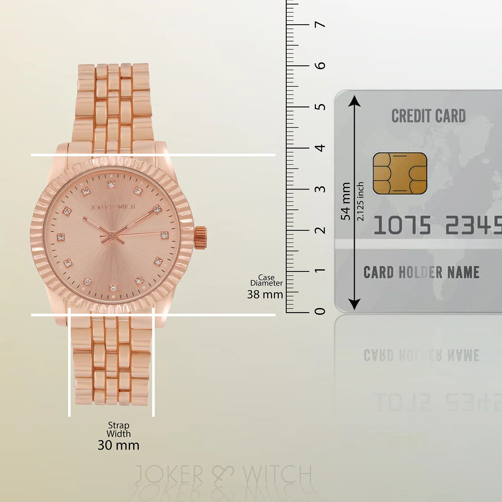 Meridian Rose Gold Large Dial Linked Chain Strap Women's Watch - Image 8