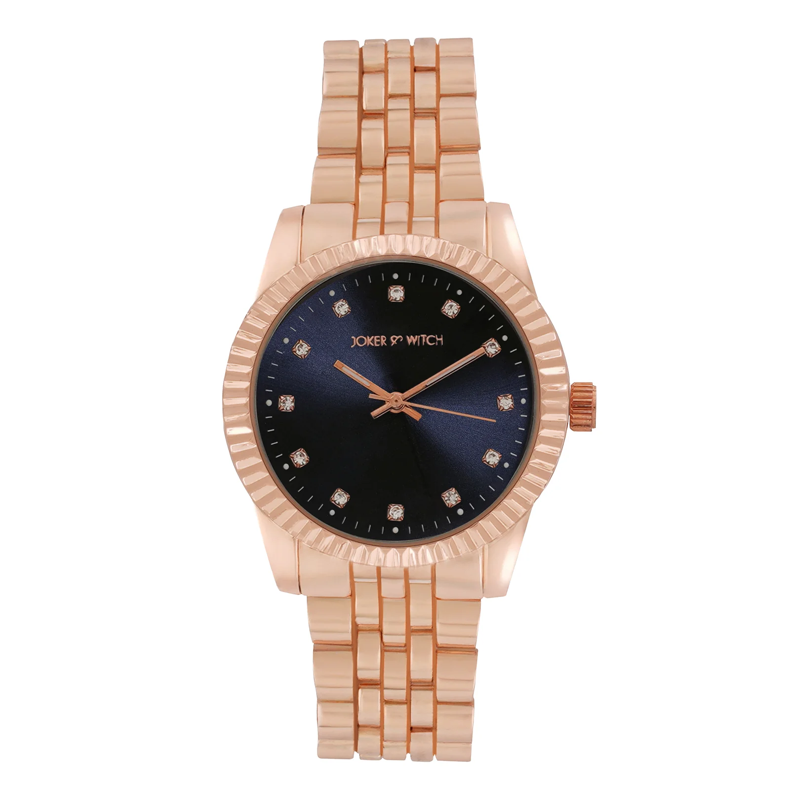 Meridian Blue Large Dial Rose Gold Linked Chain Strap Women's Watch - Image 3
