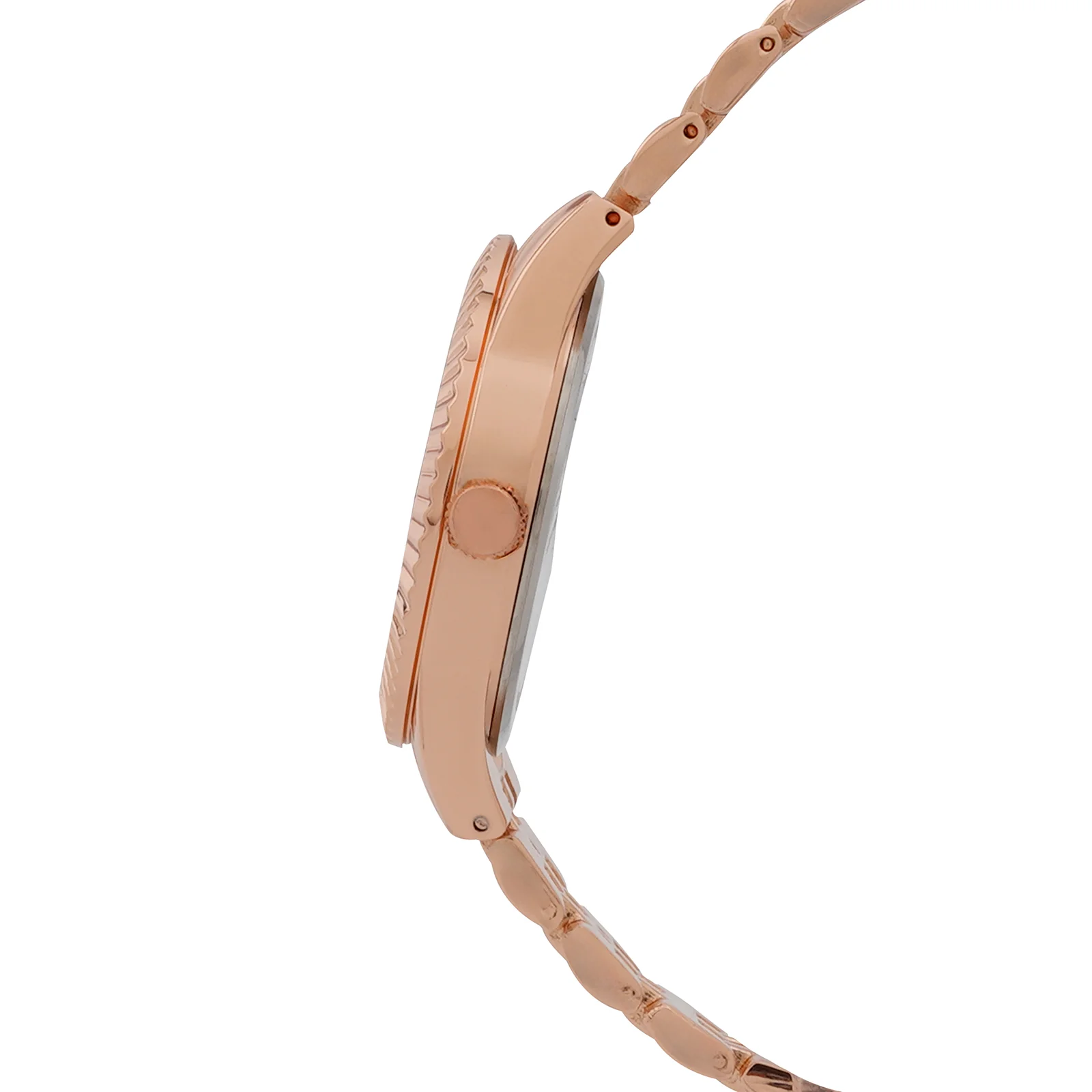 Meridian Blue Large Dial Rose Gold Linked Chain Strap Women's Watch - Image 5