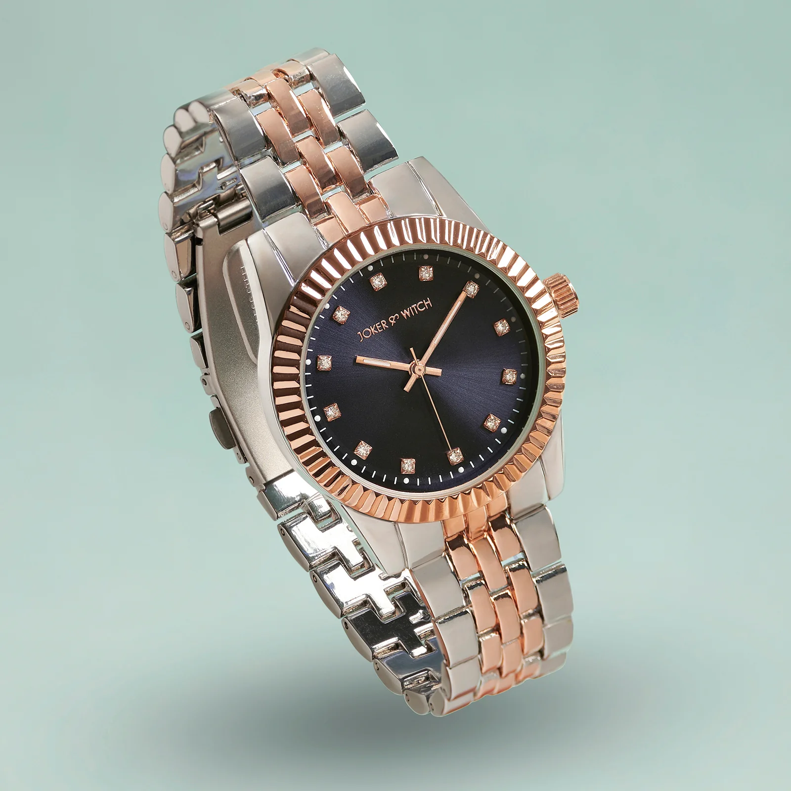 Meridian Blue Large Dial Dual Tone Linked Chain Strap Women's Watch - Image 2