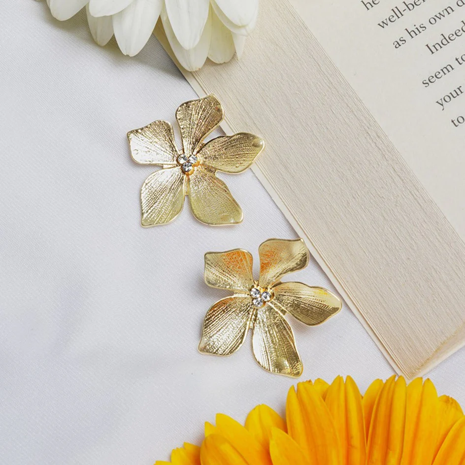 Bewitched Metallic Bold Gold Earrings - Image 2