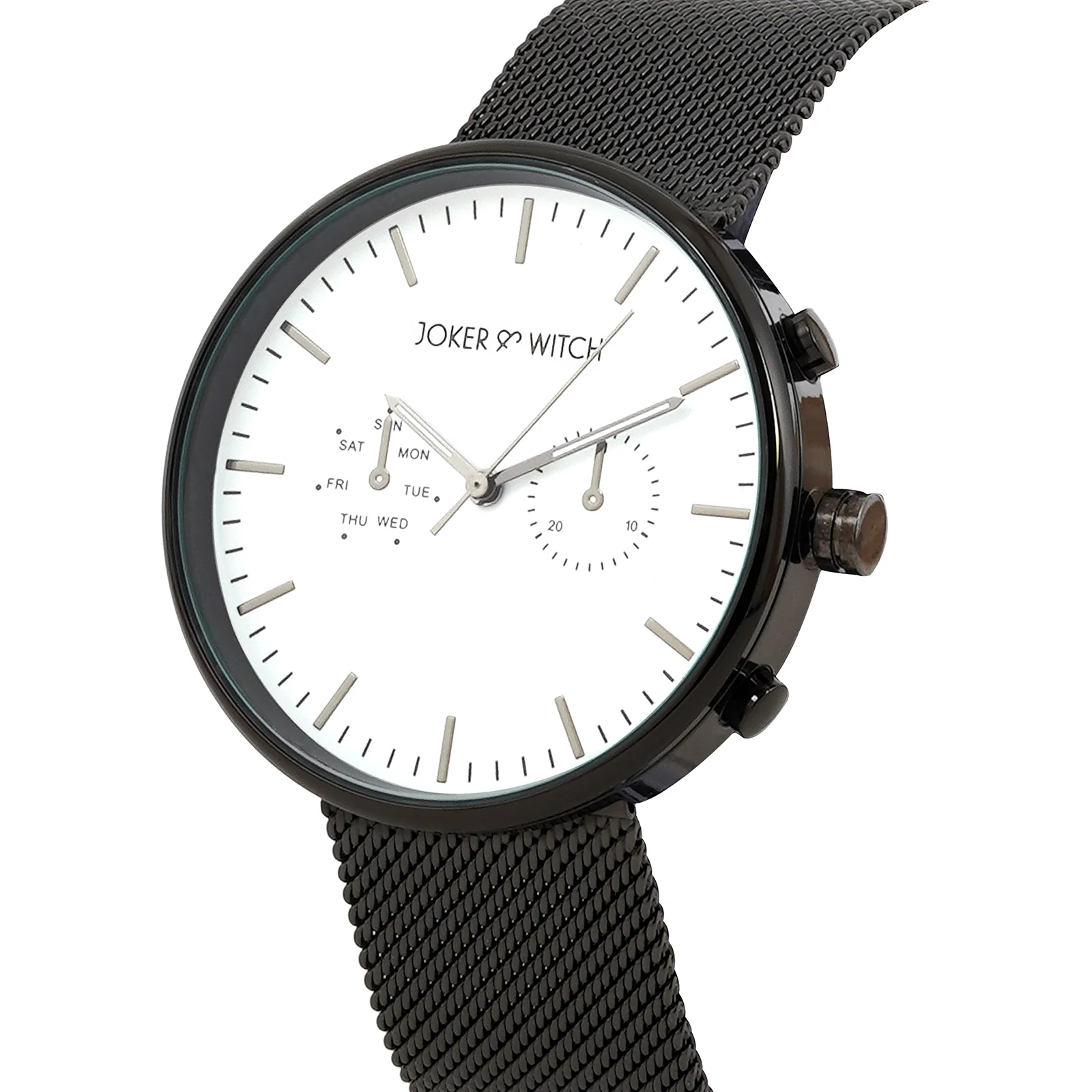 Miami White Large Dial Black Mesh Strap Men's Watch - Image 4