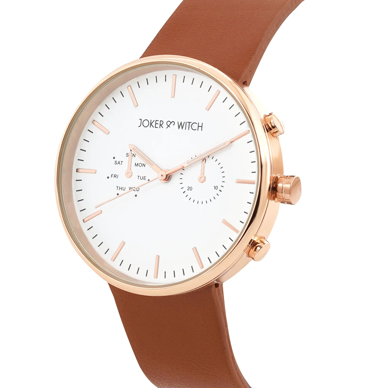 Miami White Large Dial Brown PU Strap Men's Watch - Image 4