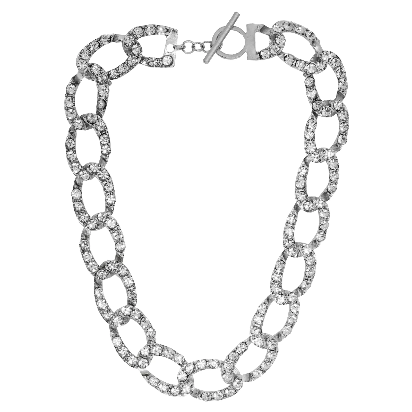 Michele Silver Rhinestone Studded Choker Necklace - Image 3