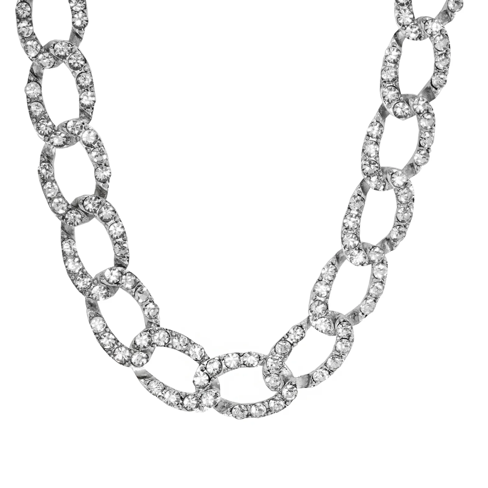 Michele Silver Rhinestone Studded Choker Necklace - Image 4
