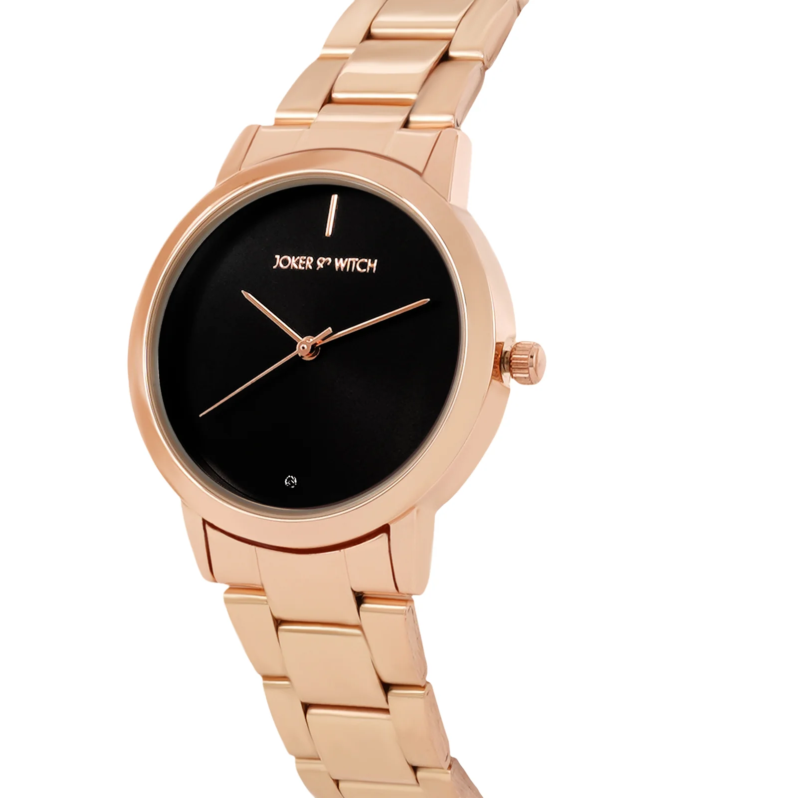 Midnight Black Medium Dial Rose Gold Linked Chain Strap Women's Watch - Image 4