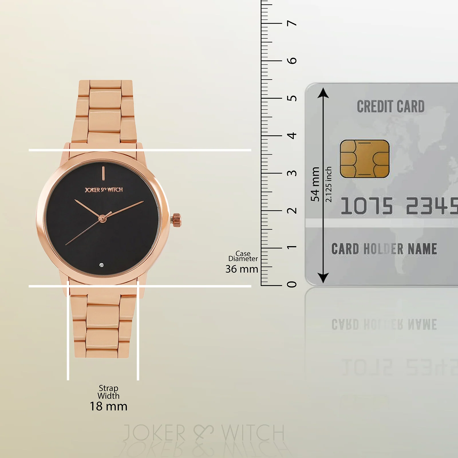 Midnight Black Medium Dial Rose Gold Linked Chain Strap Women's Watch - Image 8