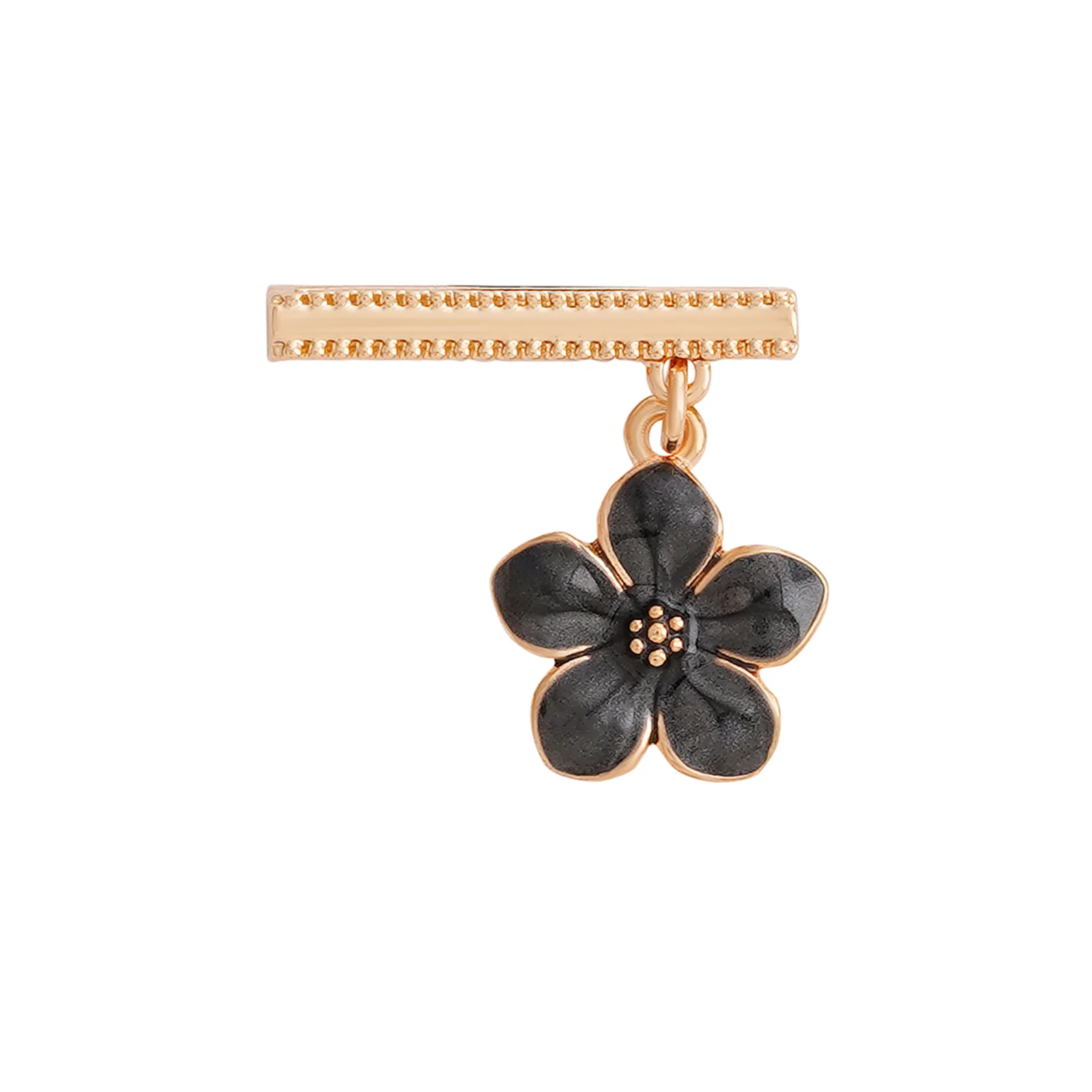 Midnight Blossom Gold & Black Pin Watch Charm - Image 3