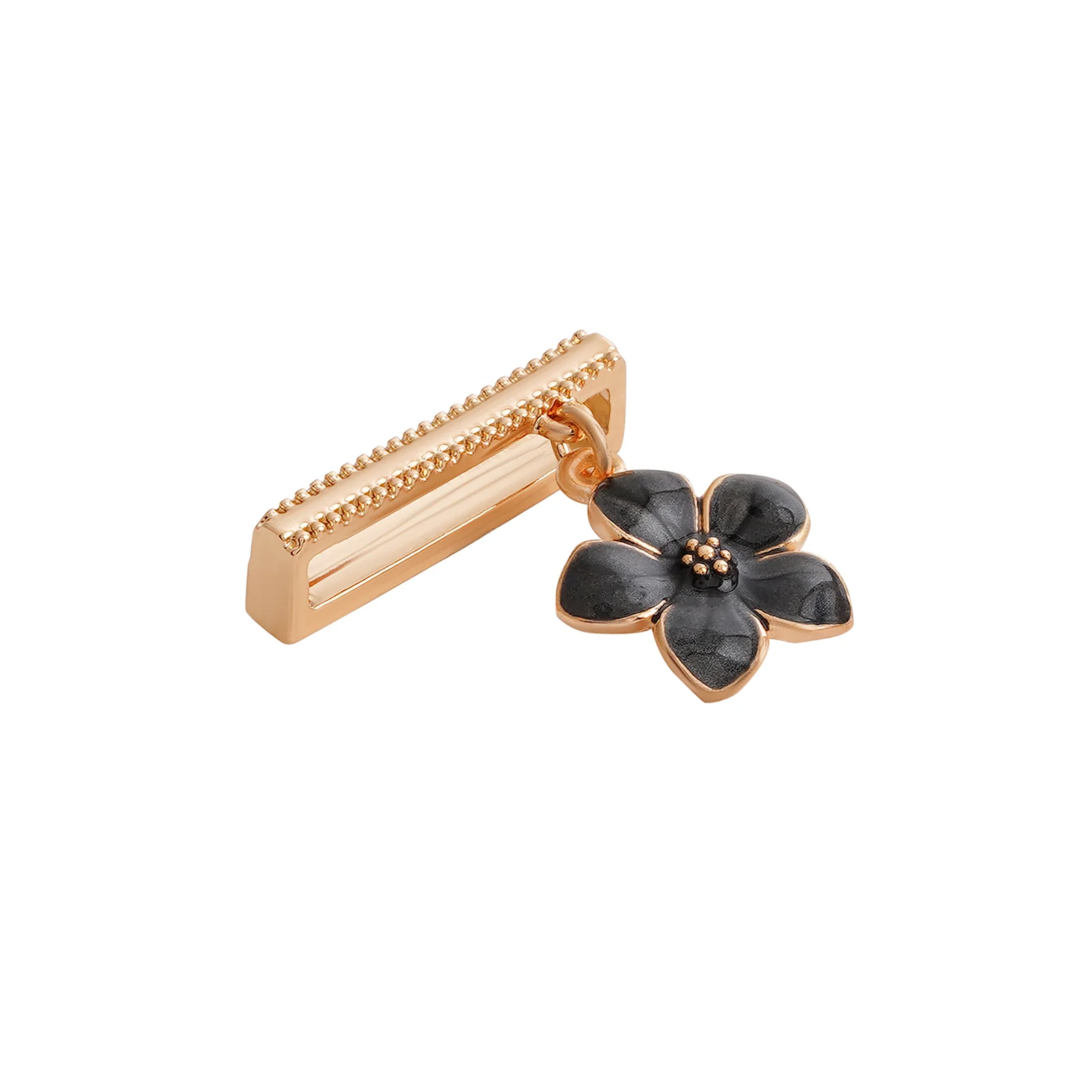 Midnight Blossom Gold & Black Pin Watch Charm - Image 4