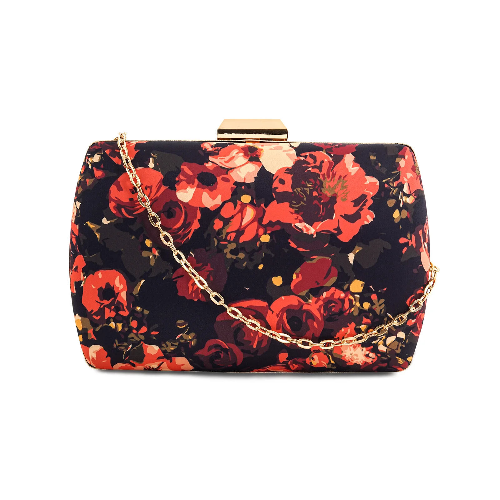 Midnight Mimosa Black And Red Printed Clutch - Image 3