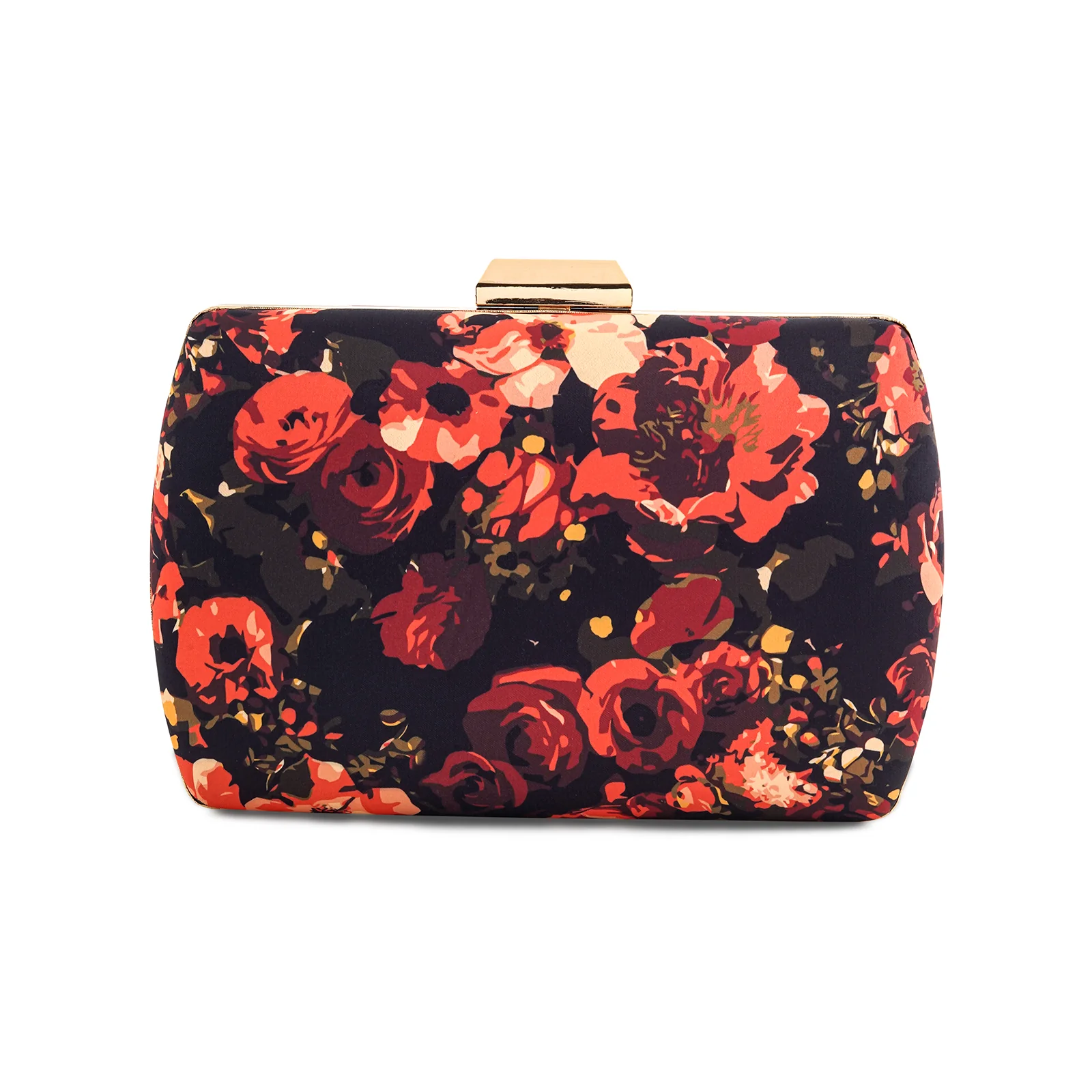 Midnight Mimosa Black And Red Printed Clutch - Image 4