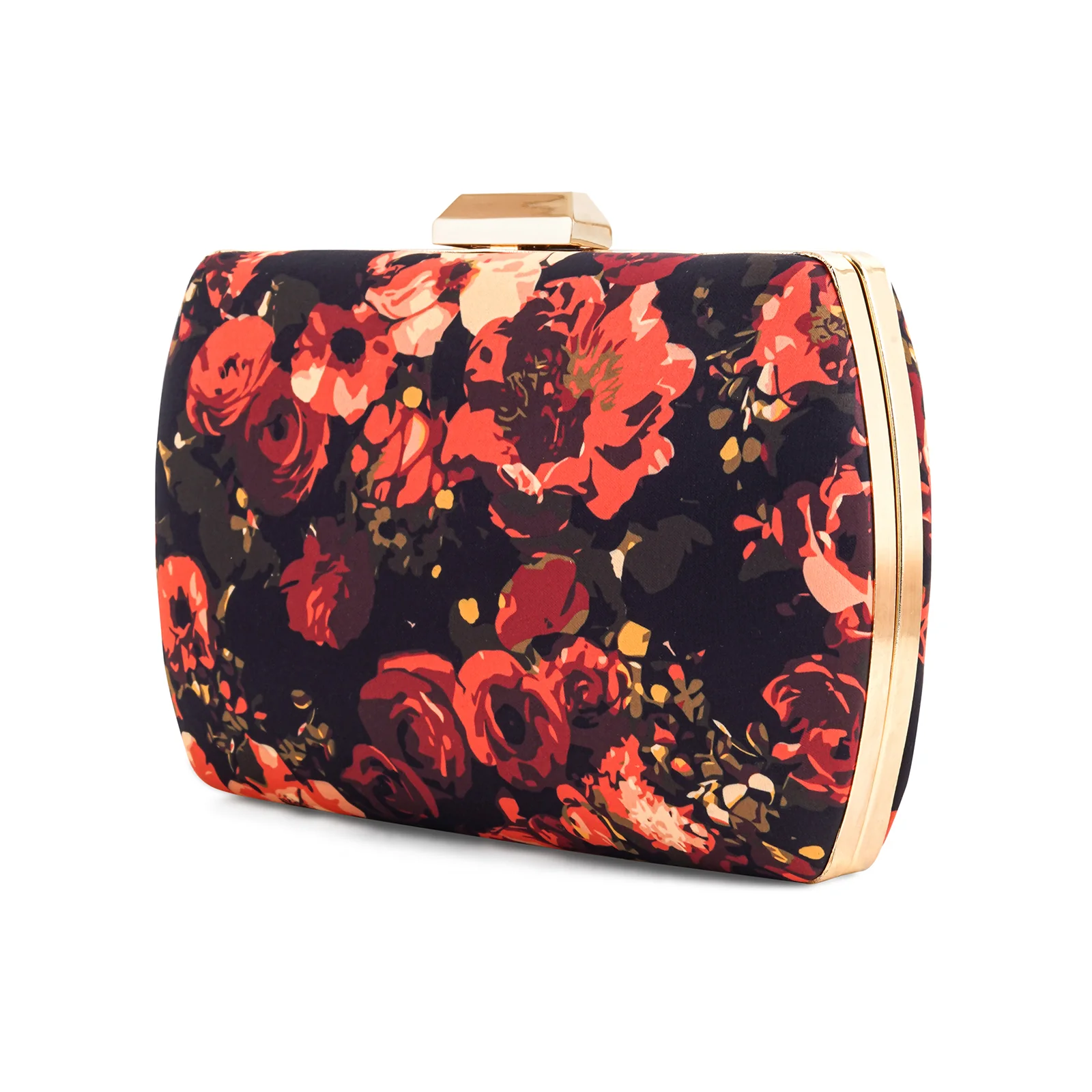 Midnight Mimosa Black And Red Printed Clutch - Image 5