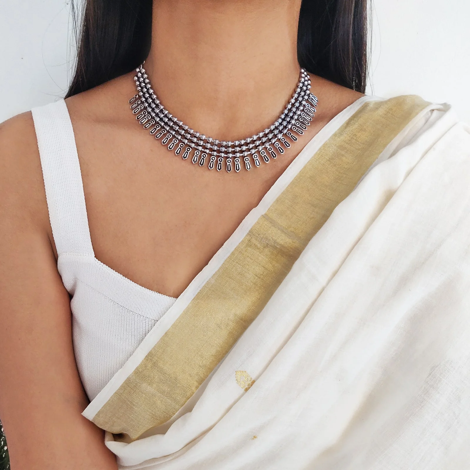Mihika Silver Oxidized Necklace - Image 2