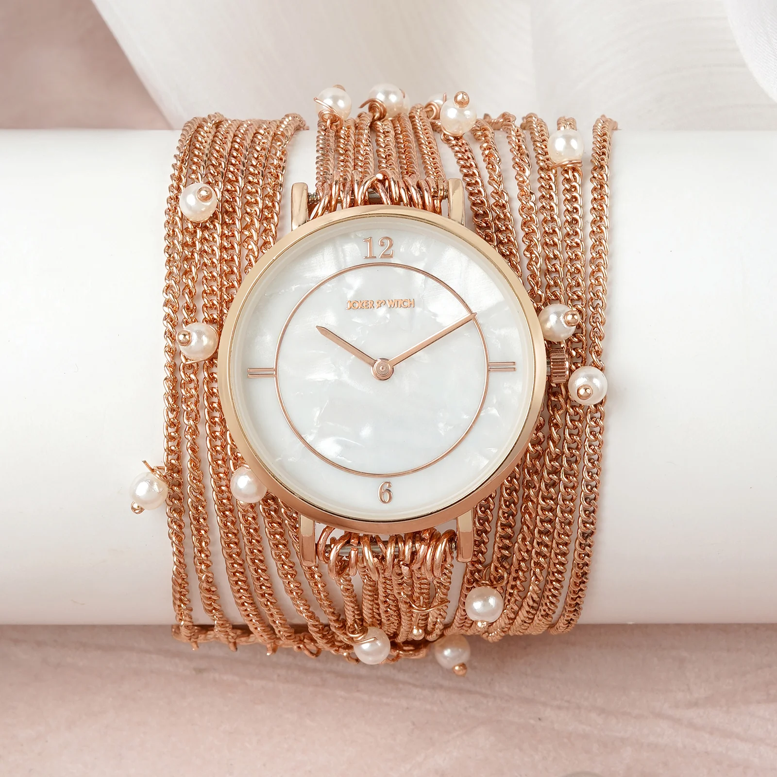 Millicent White Medium Dial Rose Gold Pearl Wrap Around Strap Women's Watch - Image 2